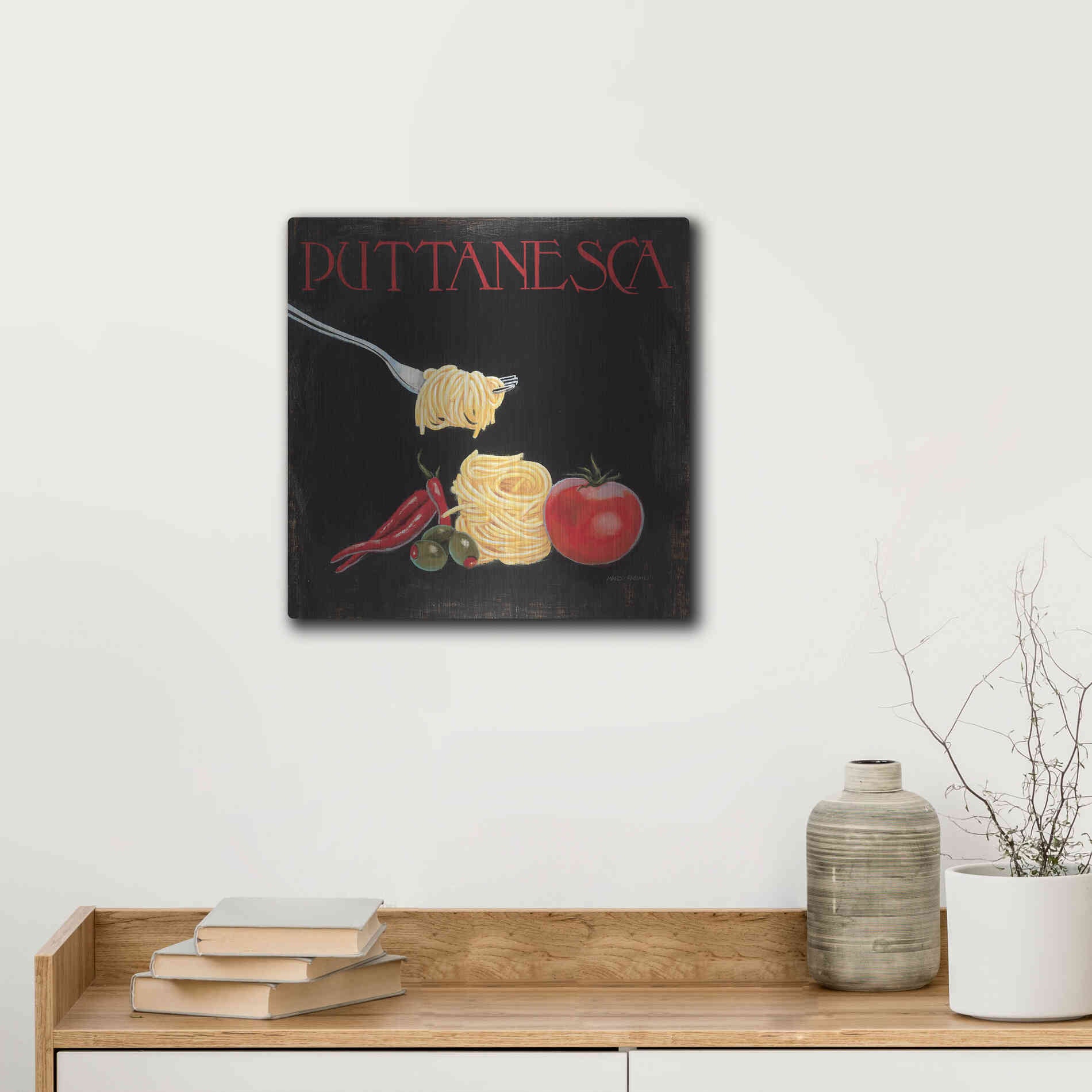 Luxe Metal Art 'Italian Cuisine I' by Marco Fabiano, Metal Wall Art,12x12