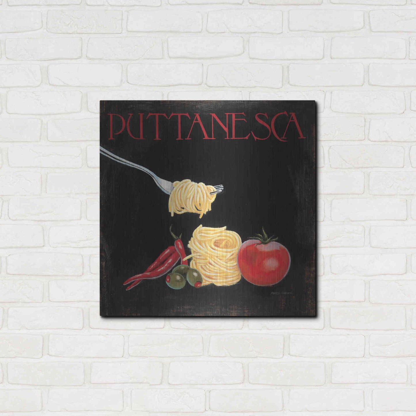 Luxe Metal Art 'Italian Cuisine I' by Marco Fabiano, Metal Wall Art,24x24