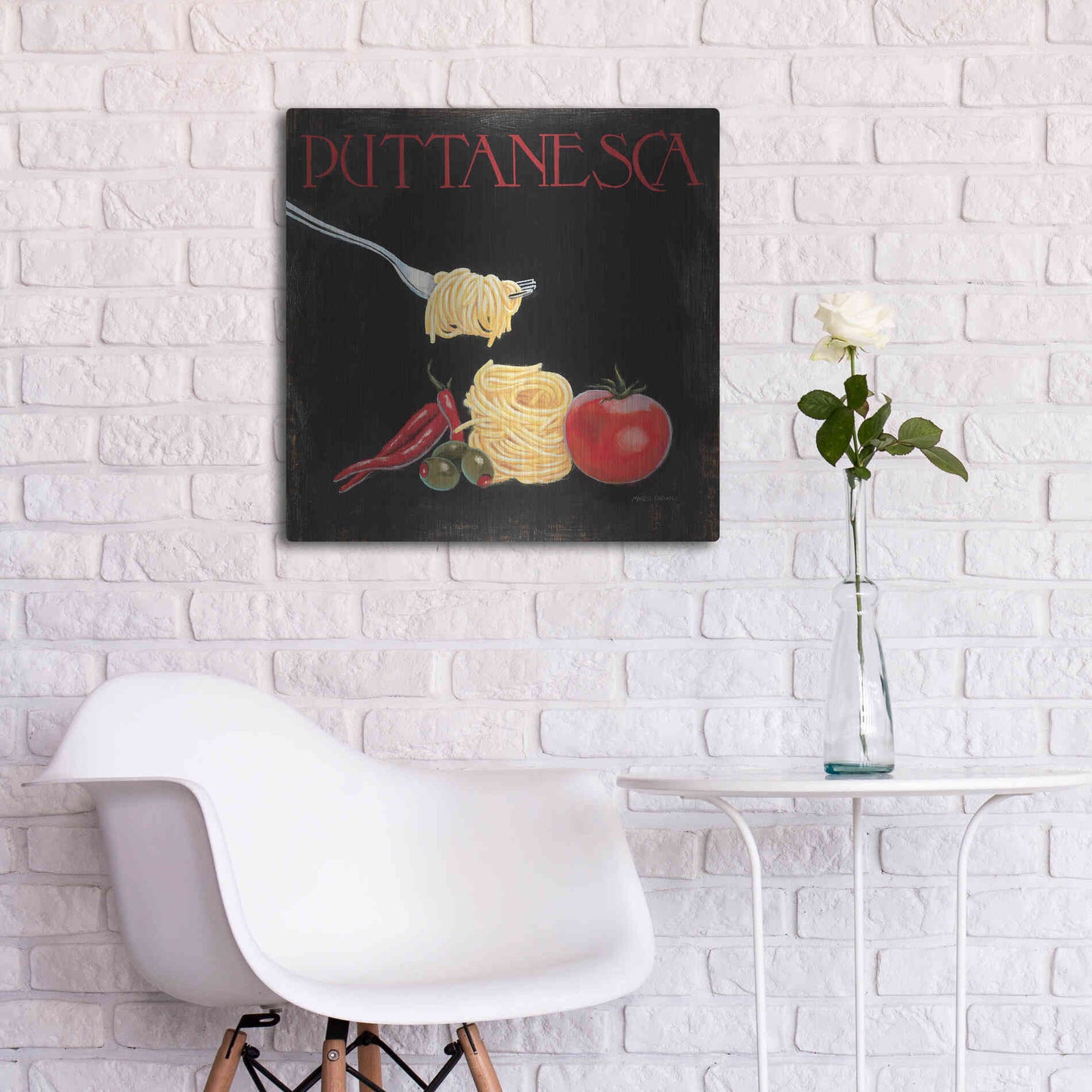 Luxe Metal Art 'Italian Cuisine I' by Marco Fabiano, Metal Wall Art,24x24