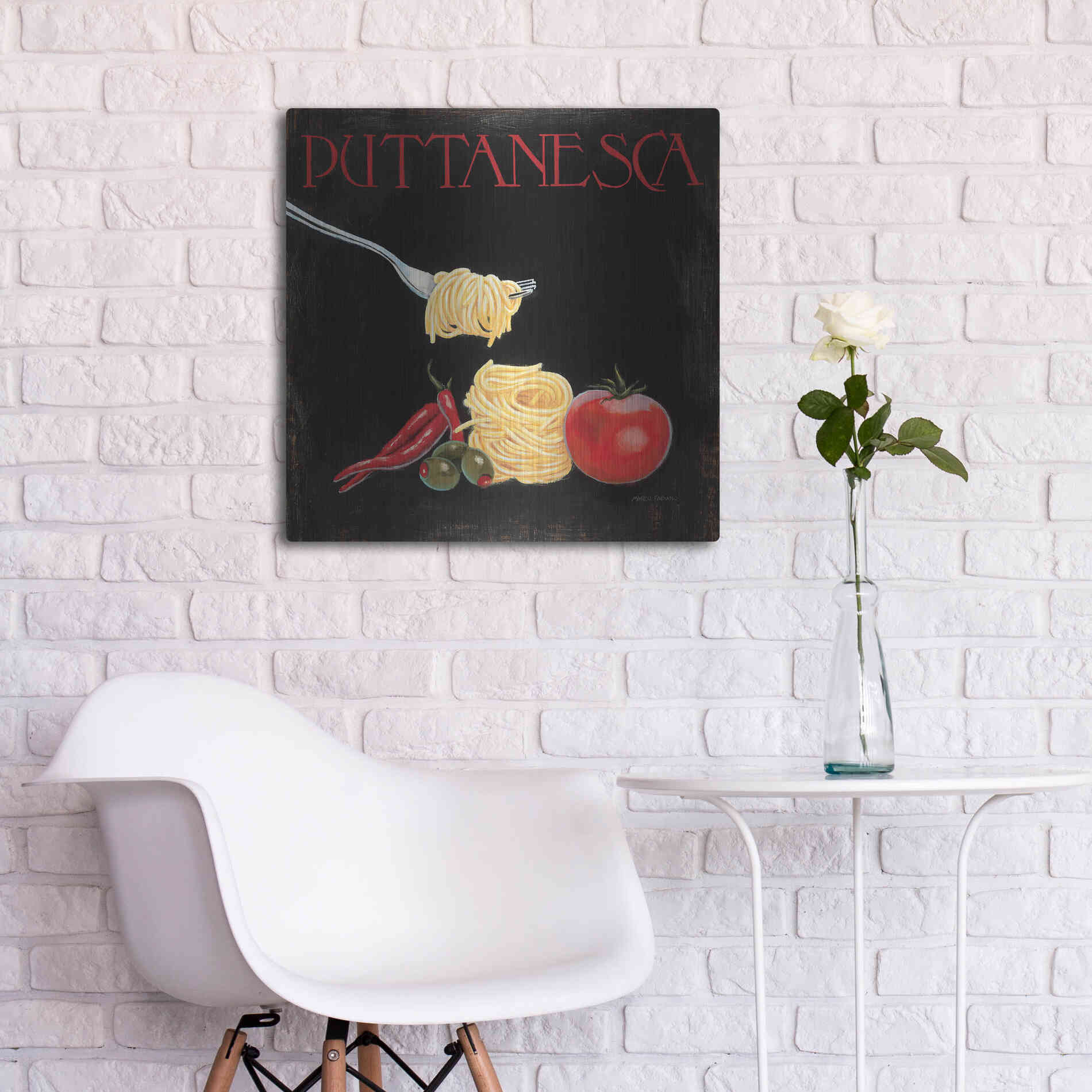 Luxe Metal Art 'Italian Cuisine I' by Marco Fabiano, Metal Wall Art,24x24