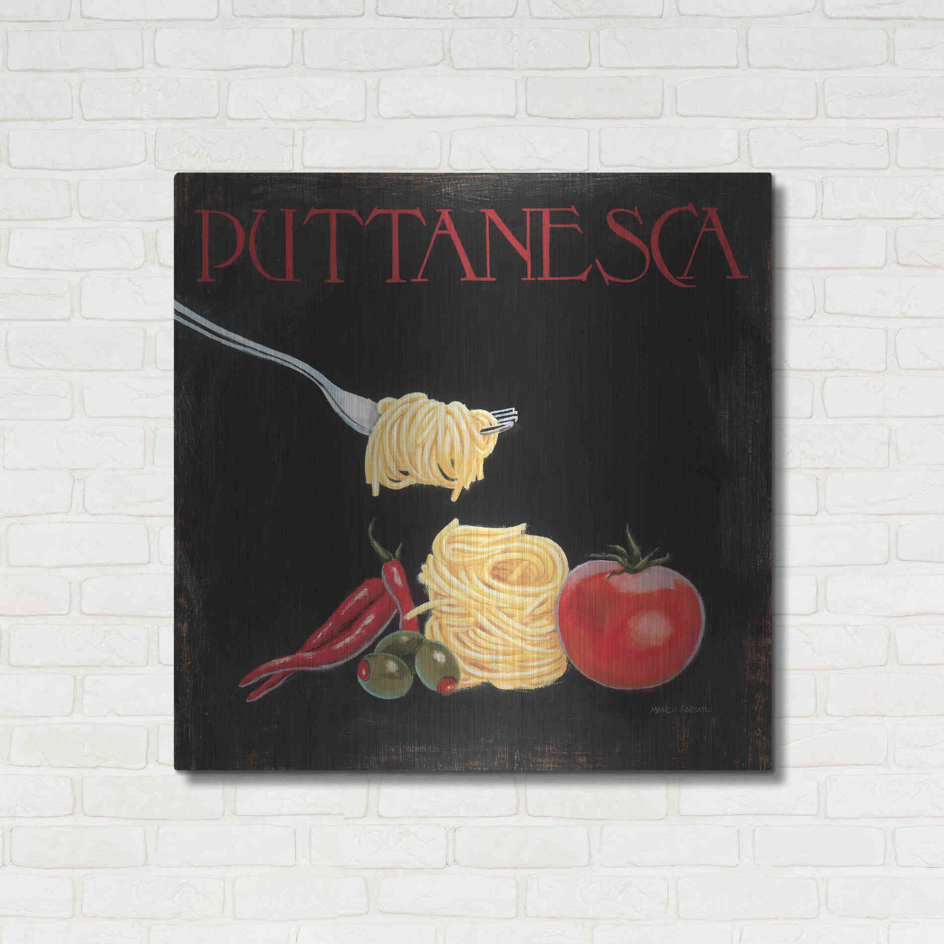 Luxe Metal Art 'Italian Cuisine I' by Marco Fabiano, Metal Wall Art,36x36