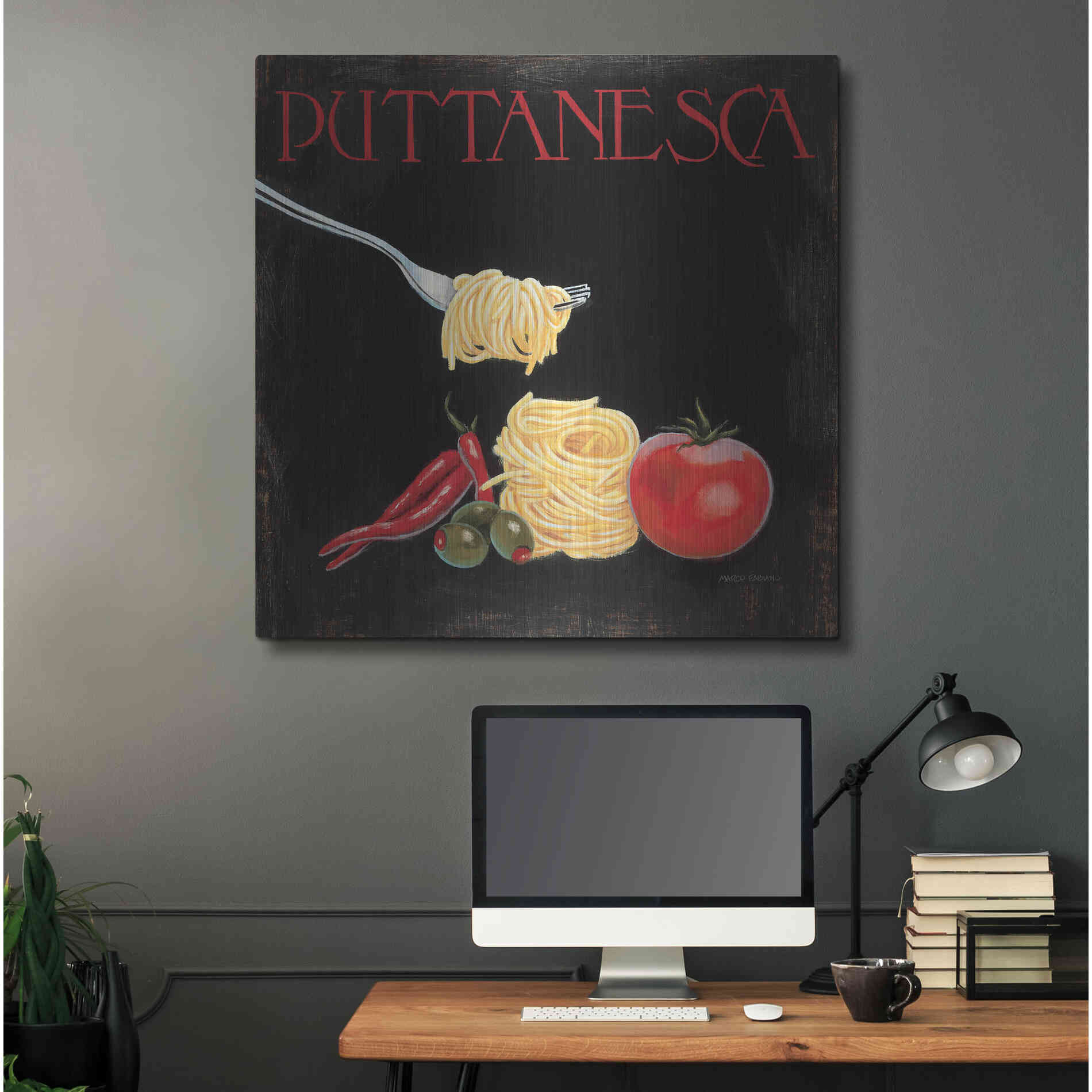 Luxe Metal Art 'Italian Cuisine I' by Marco Fabiano, Metal Wall Art,36x36
