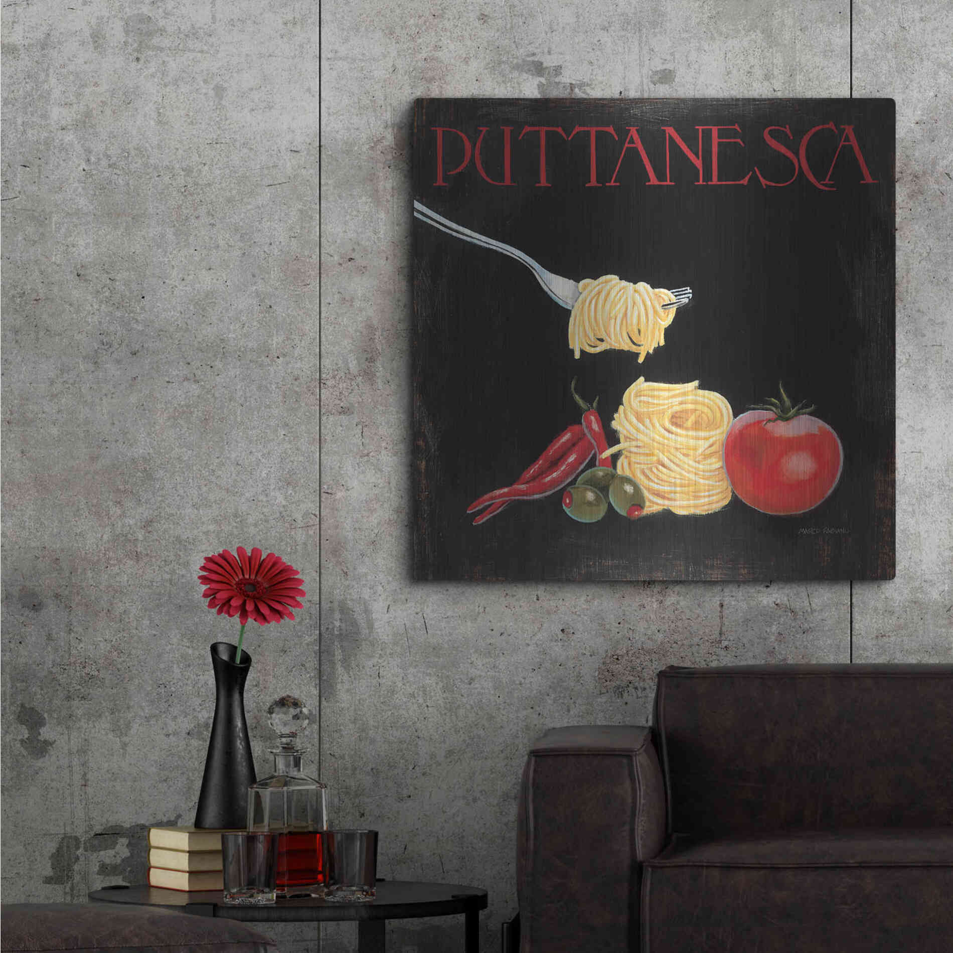 Luxe Metal Art 'Italian Cuisine I' by Marco Fabiano, Metal Wall Art,36x36