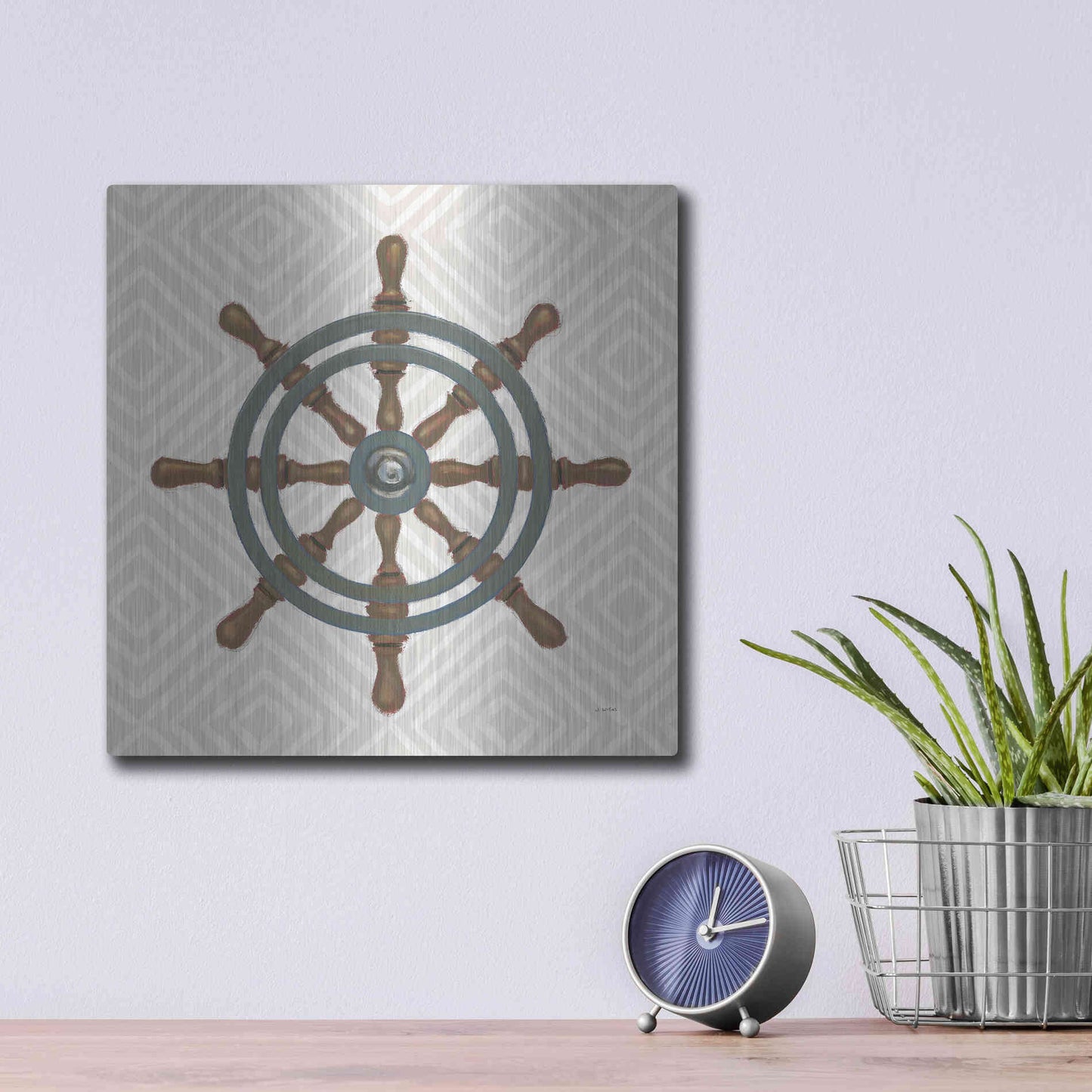 Luxe Metal Art 'A Day at Sea IV' by James Wiens, Metal Wall Art,12x12