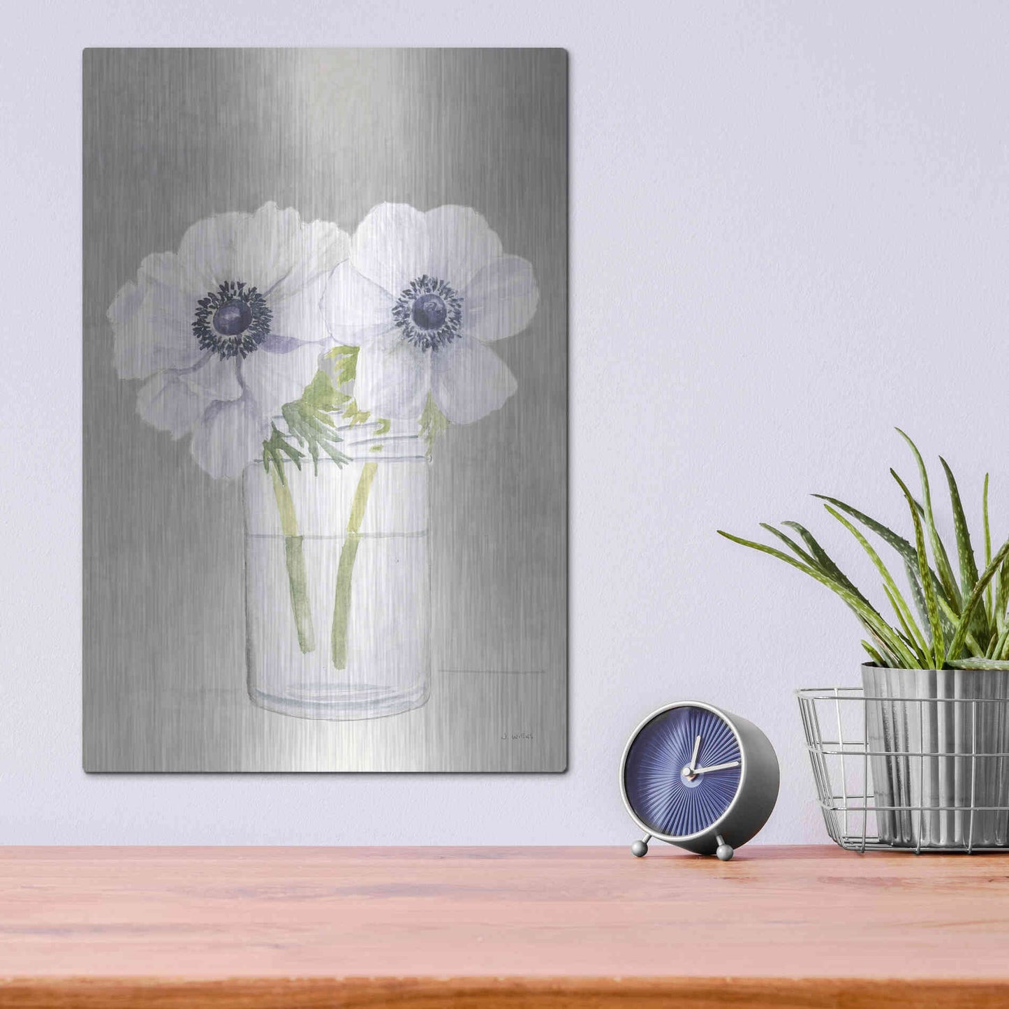 Luxe Metal Art 'Tranquil Blossoms I' by James Wiens, Metal Wall Art,12x16