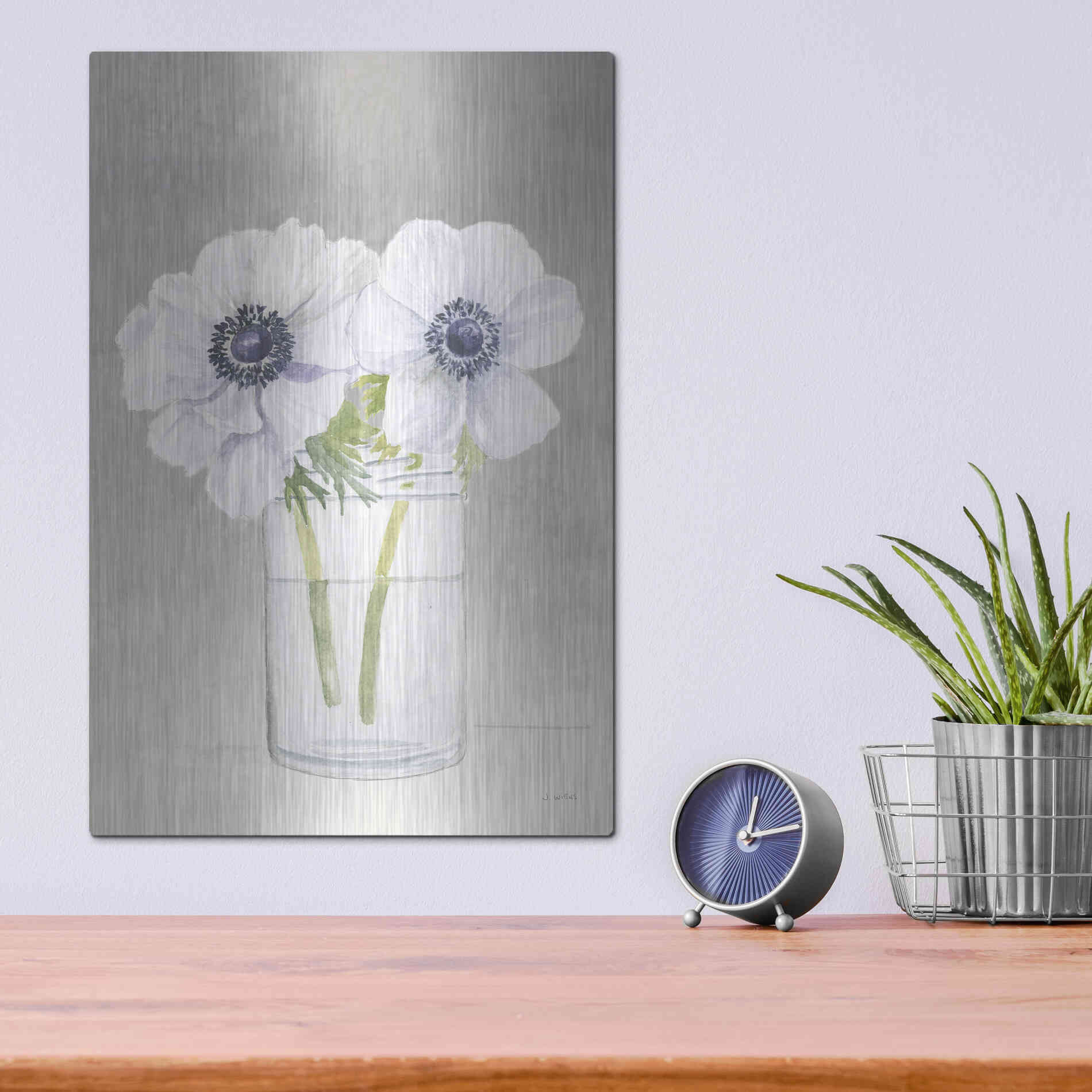 Luxe Metal Art 'Tranquil Blossoms I' by James Wiens, Metal Wall Art,12x16