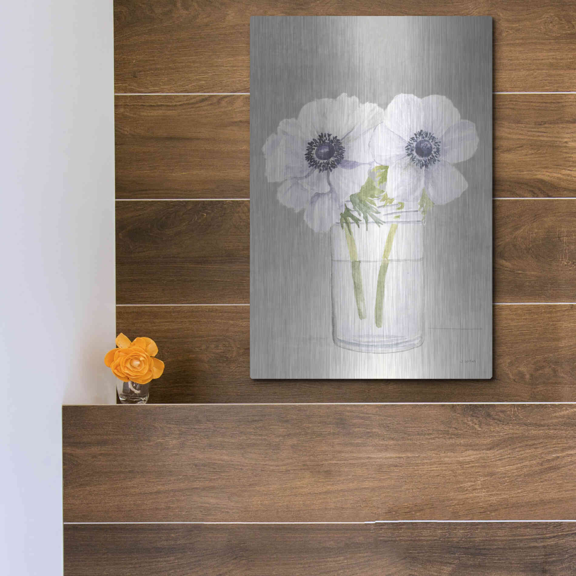Luxe Metal Art 'Tranquil Blossoms I' by James Wiens, Metal Wall Art,12x16