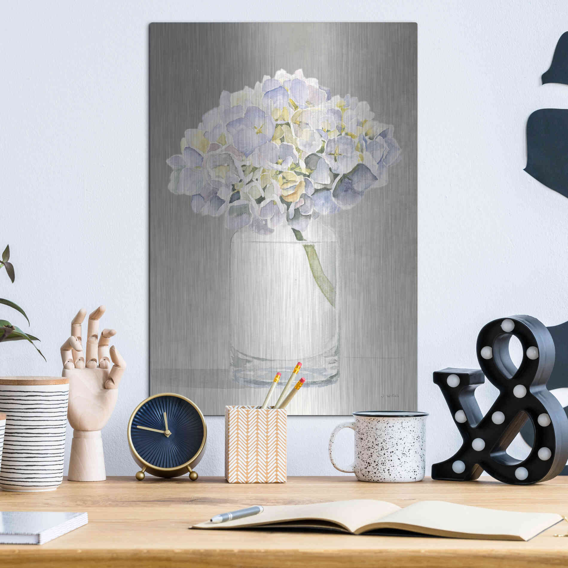 Luxe Metal Art 'Tranquil Blossoms III' by James Wiens, Metal Wall Art,12x16