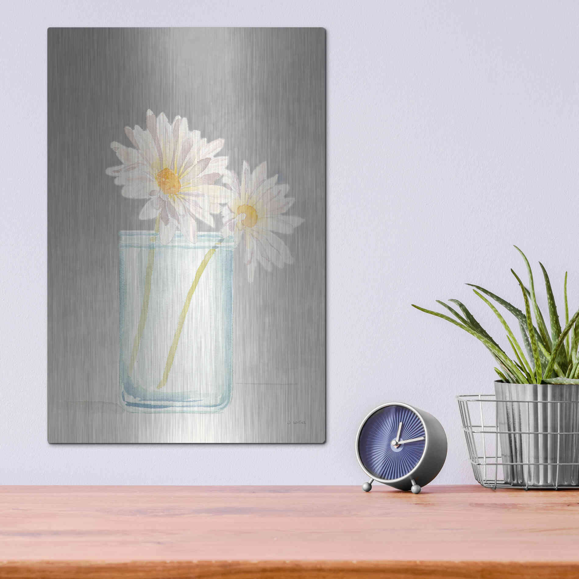 Luxe Metal Art 'Tranquil Blossoms IV' by James Wiens, Metal Wall Art,12x16