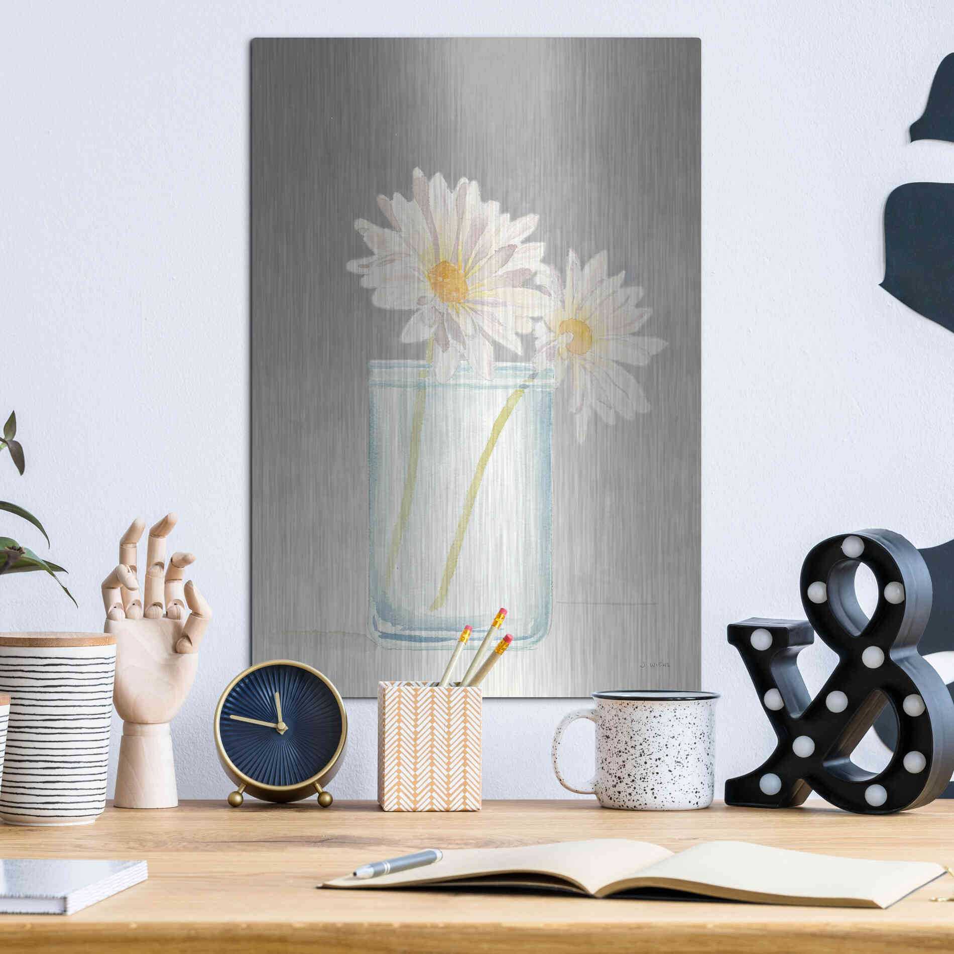 Luxe Metal Art 'Tranquil Blossoms IV' by James Wiens, Metal Wall Art,12x16