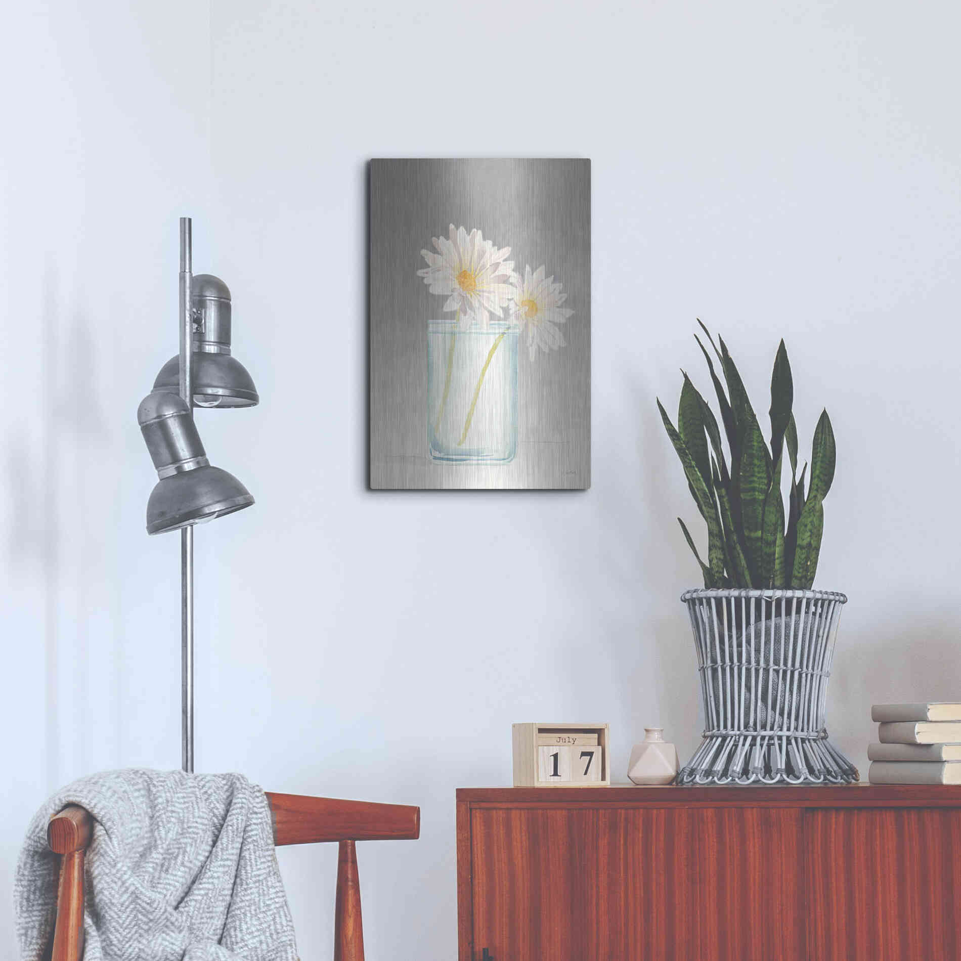 Luxe Metal Art 'Tranquil Blossoms IV' by James Wiens, Metal Wall Art,16x24