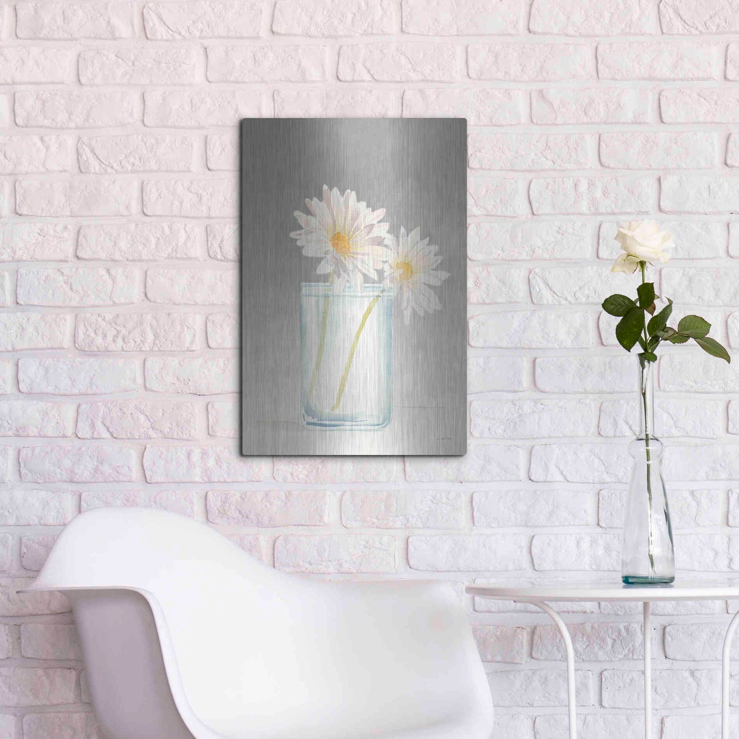 Luxe Metal Art 'Tranquil Blossoms IV' by James Wiens, Metal Wall Art,16x24