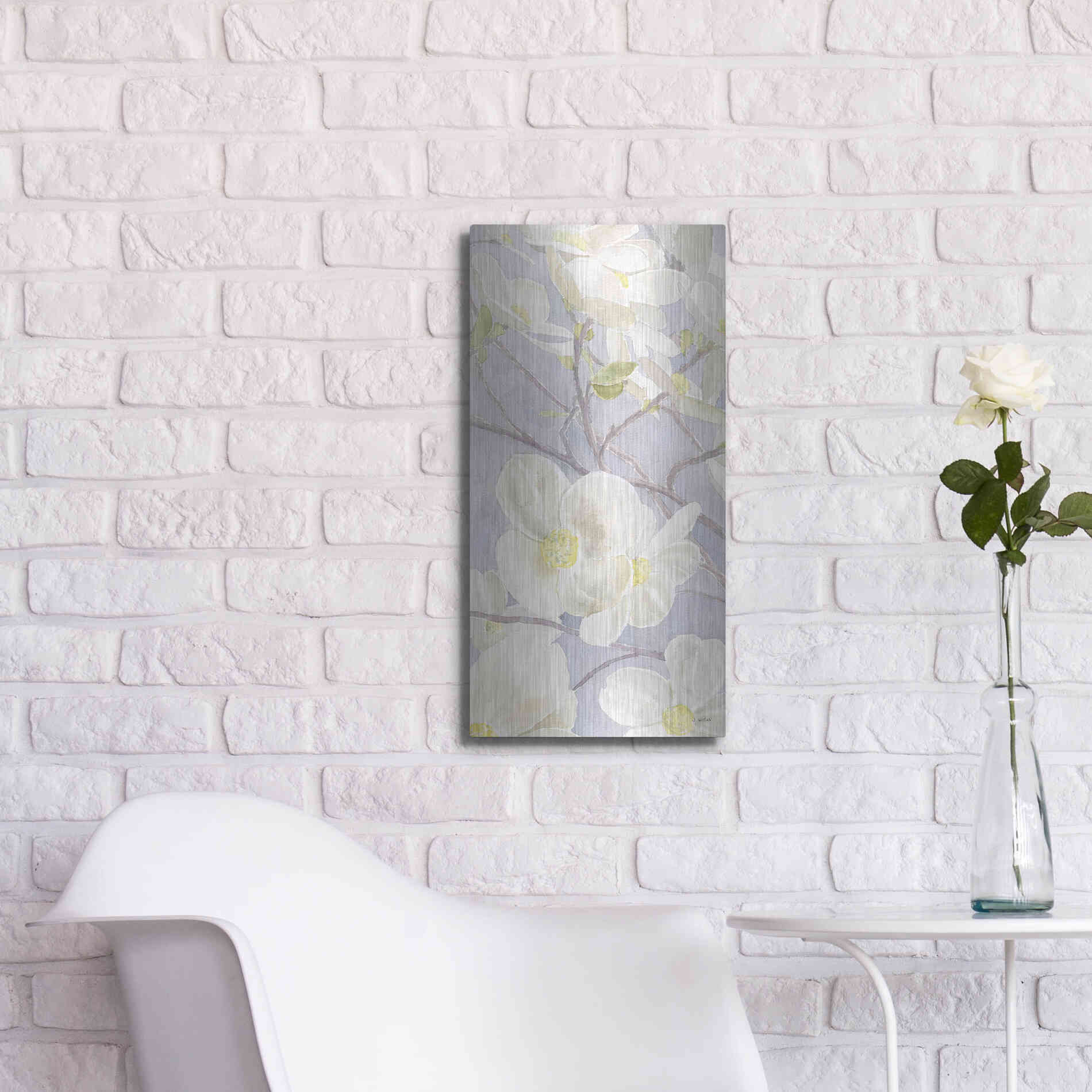 Luxe Metal Art 'Breezy Blossoms I' by James Wiens, Metal Wall Art,12x24