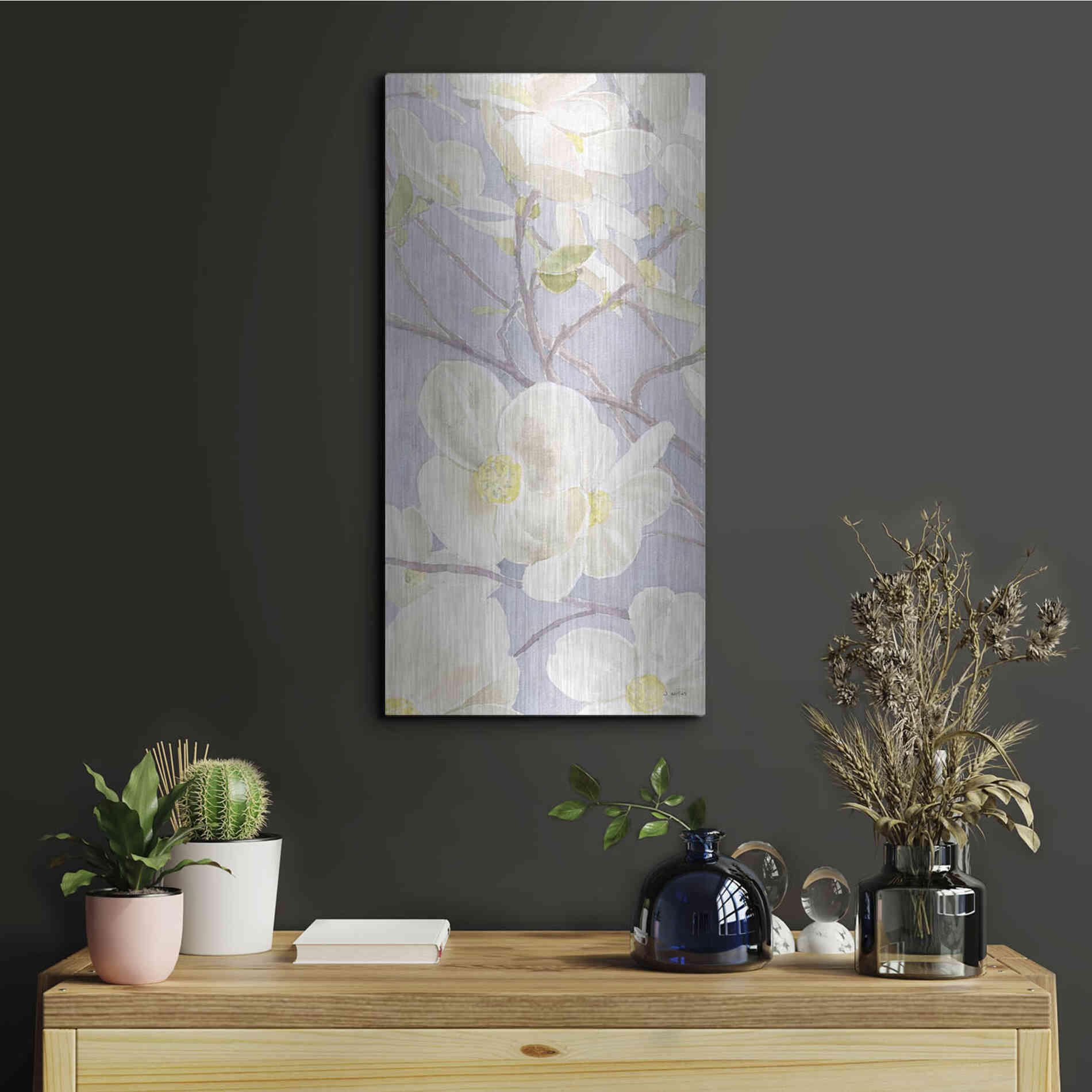 Luxe Metal Art 'Breezy Blossoms I' by James Wiens, Metal Wall Art,12x24