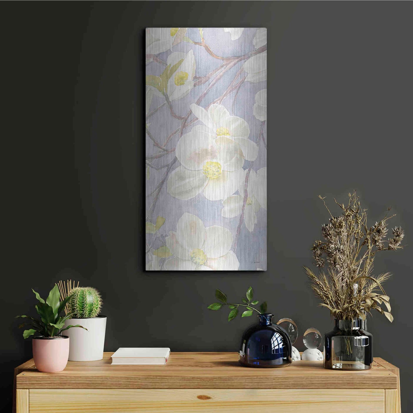 Luxe Metal Art 'Breezy Blossoms II' by James Wiens, Metal Wall Art,12x24