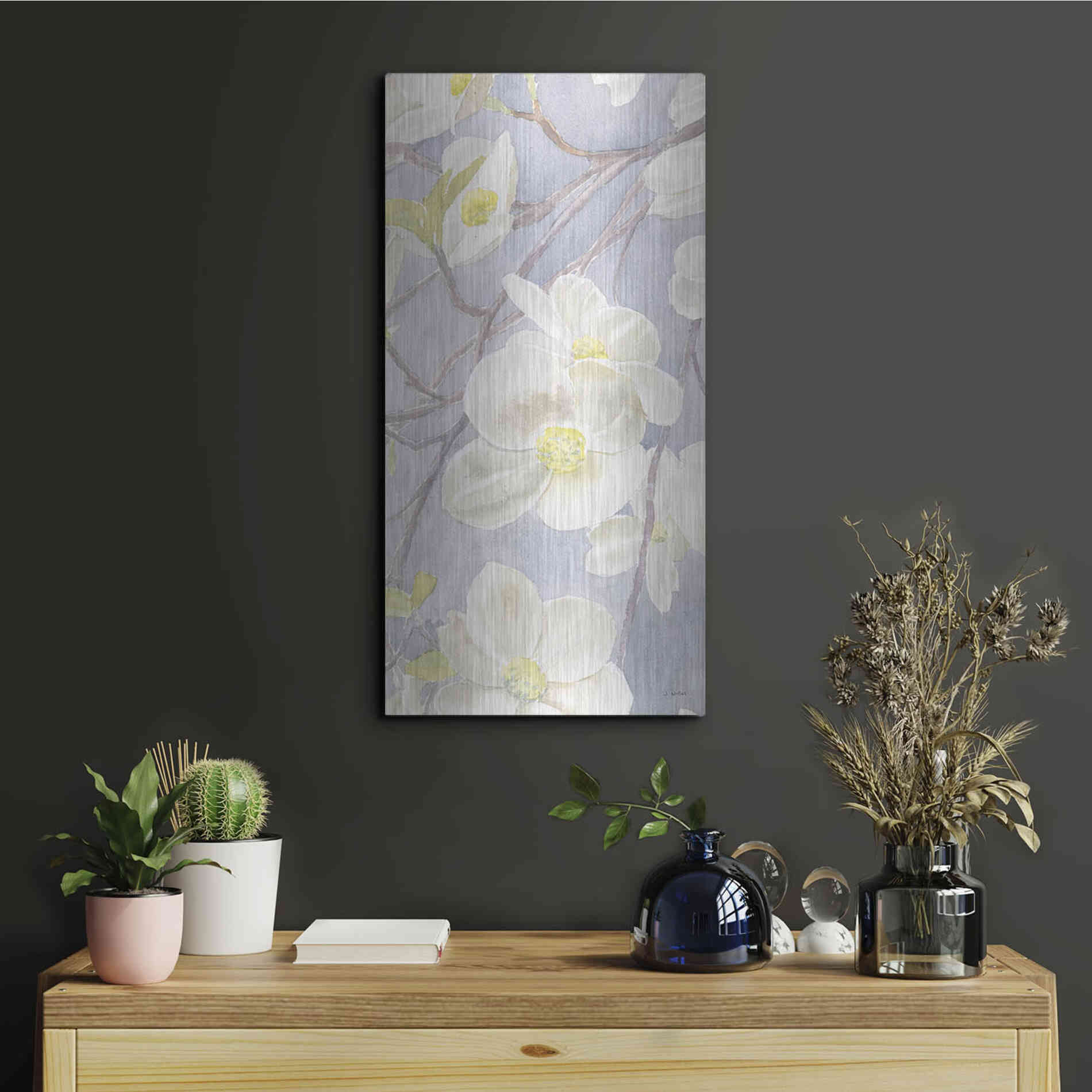 Luxe Metal Art 'Breezy Blossoms II' by James Wiens, Metal Wall Art,12x24