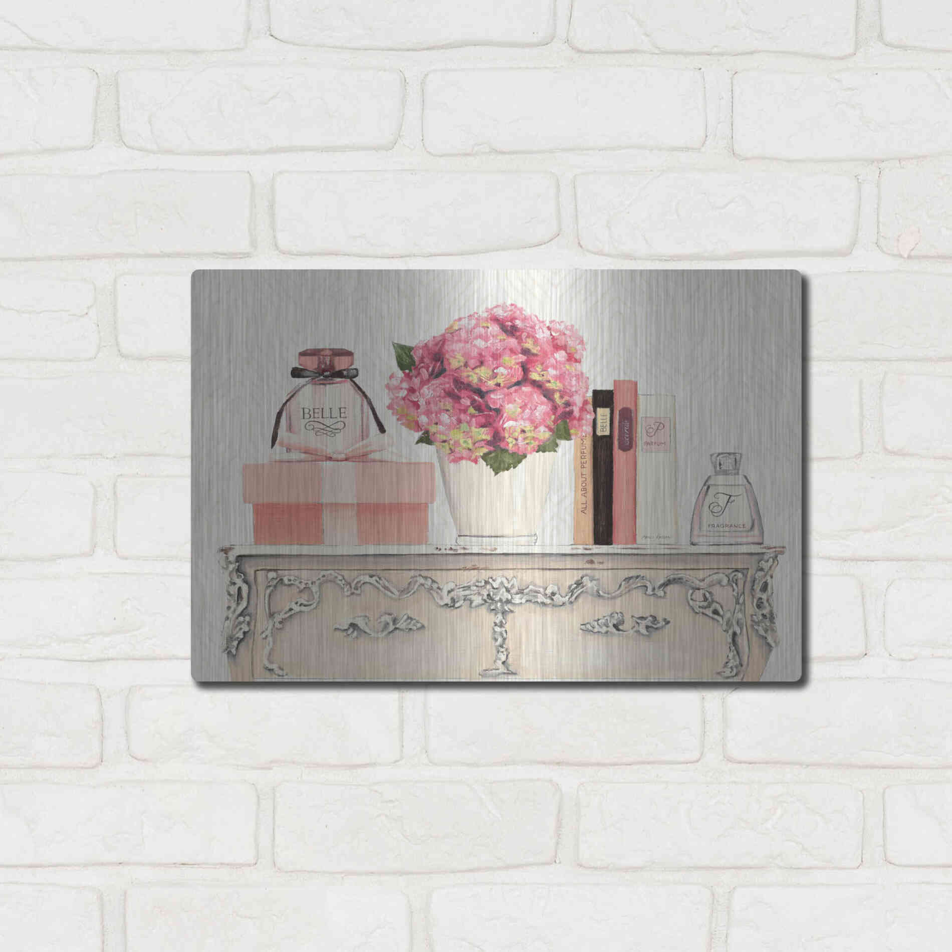 Luxe Metal Art 'Parfum Chic II' by Marco Fabiano, Metal Wall Art,16x12