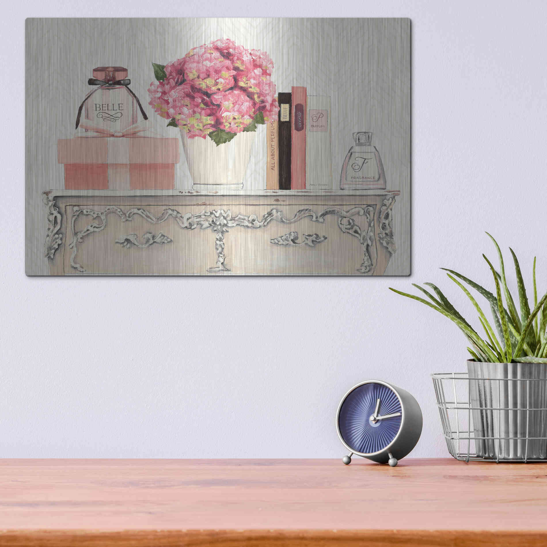 Luxe Metal Art 'Parfum Chic II' by Marco Fabiano, Metal Wall Art,16x12