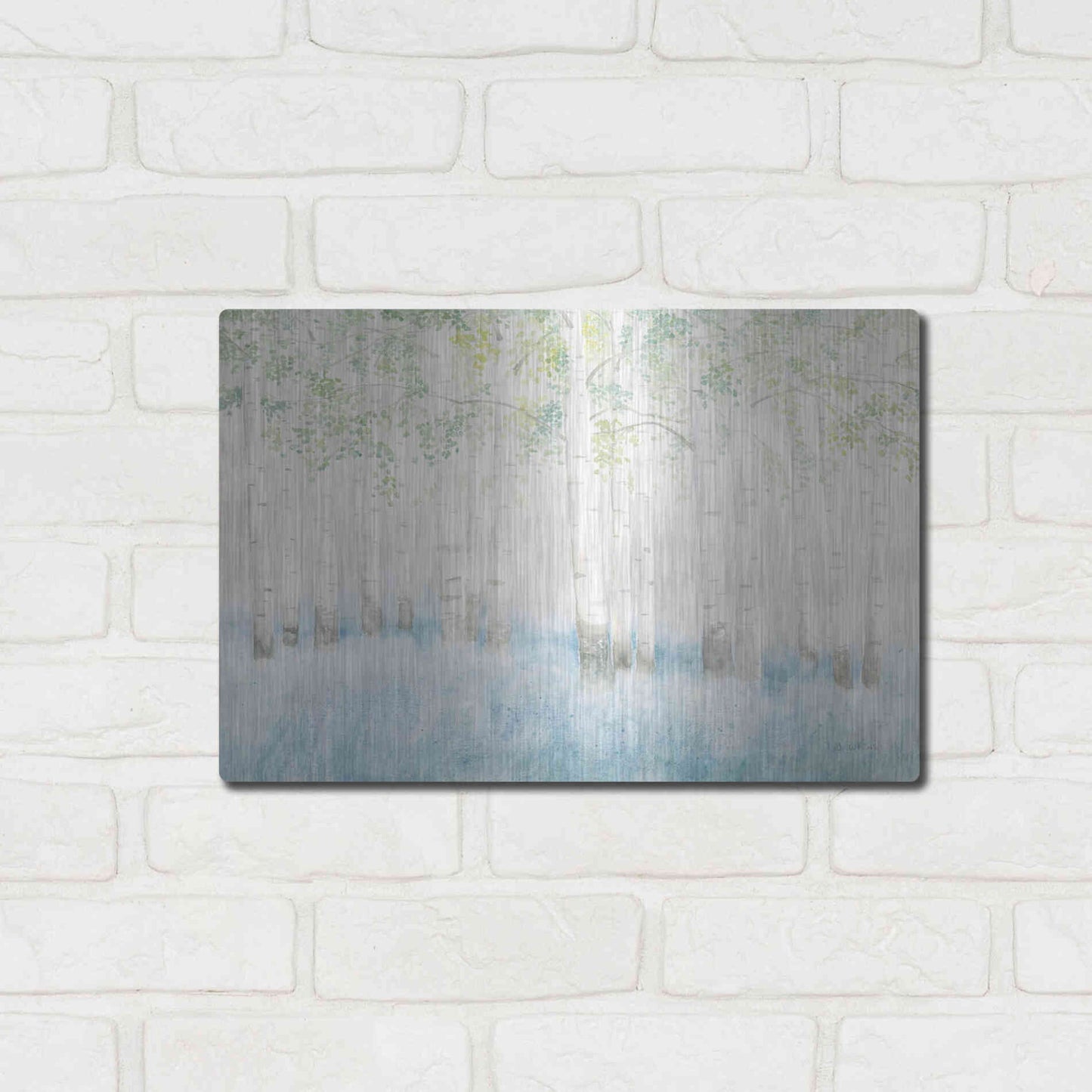 Luxe Metal Art 'Soft Birches' by James Wiens, Metal Wall Art,16x12
