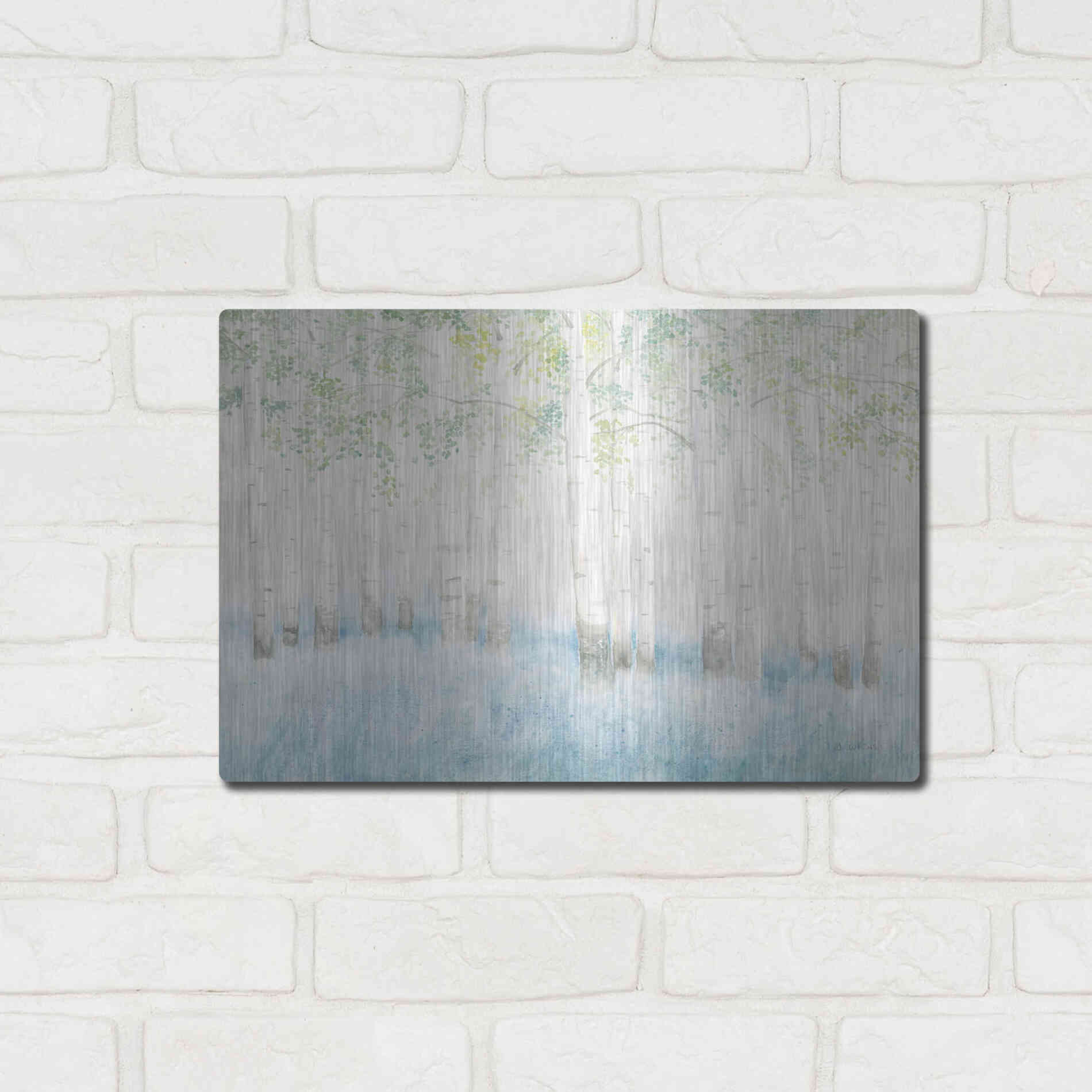 Luxe Metal Art 'Soft Birches' by James Wiens, Metal Wall Art,16x12