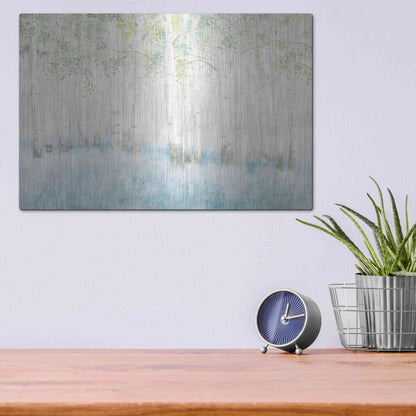 Luxe Metal Art 'Soft Birches' by James Wiens, Metal Wall Art,16x12