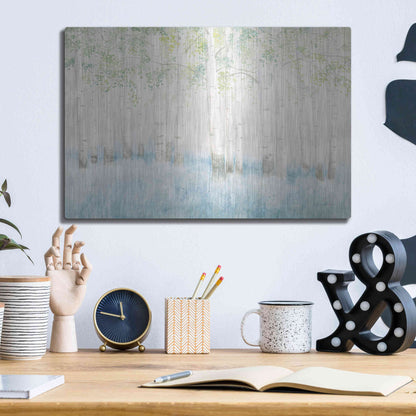 Luxe Metal Art 'Soft Birches' by James Wiens, Metal Wall Art,16x12