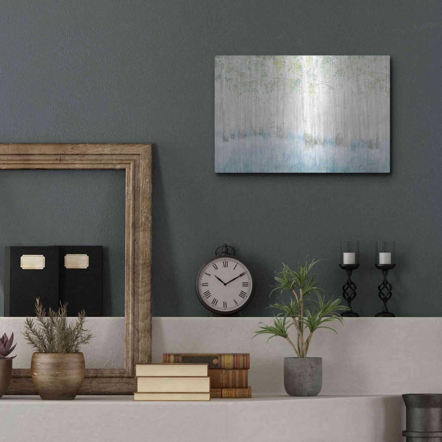 Luxe Metal Art 'Soft Birches' by James Wiens, Metal Wall Art,16x12