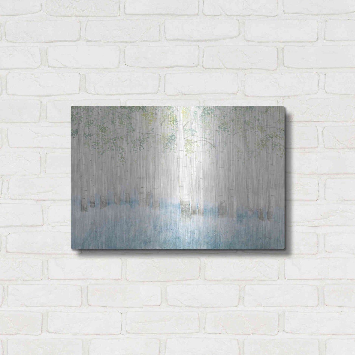 Luxe Metal Art 'Soft Birches' by James Wiens, Metal Wall Art,24x16