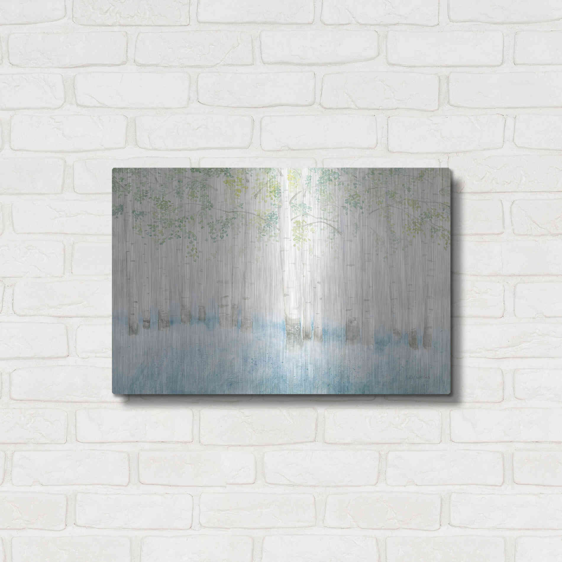 Luxe Metal Art 'Soft Birches' by James Wiens, Metal Wall Art,24x16