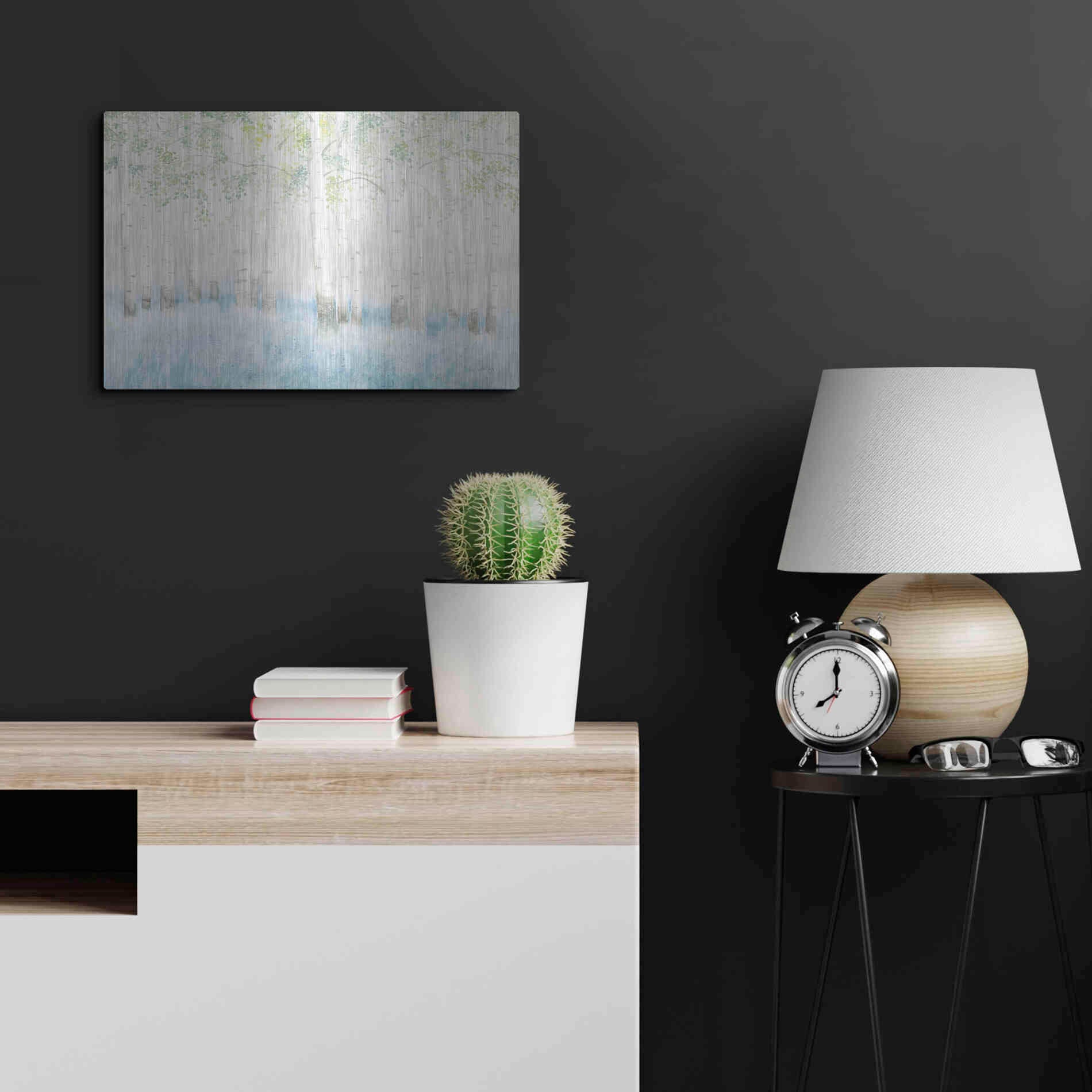Luxe Metal Art 'Soft Birches' by James Wiens, Metal Wall Art,24x16