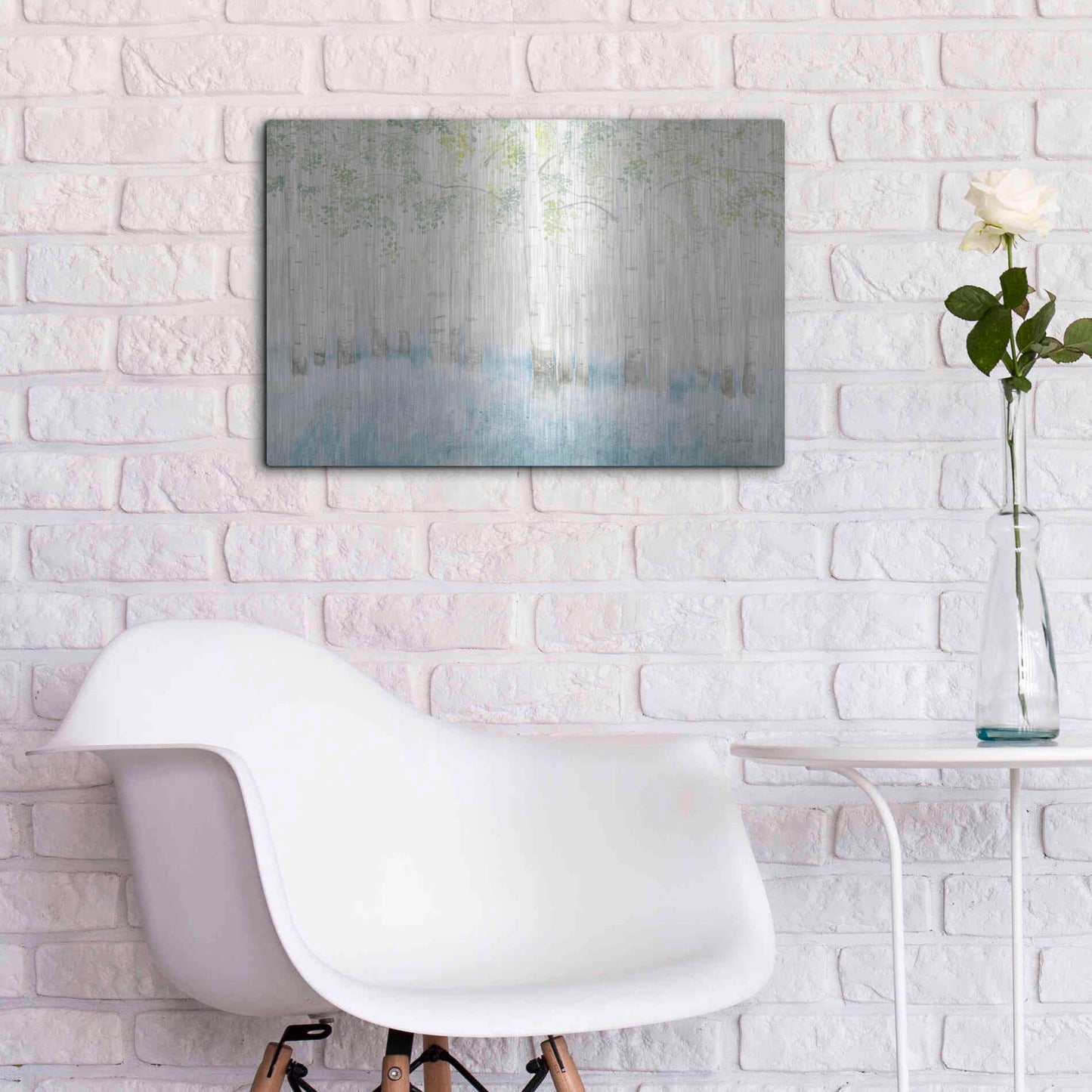 Luxe Metal Art 'Soft Birches' by James Wiens, Metal Wall Art,24x16