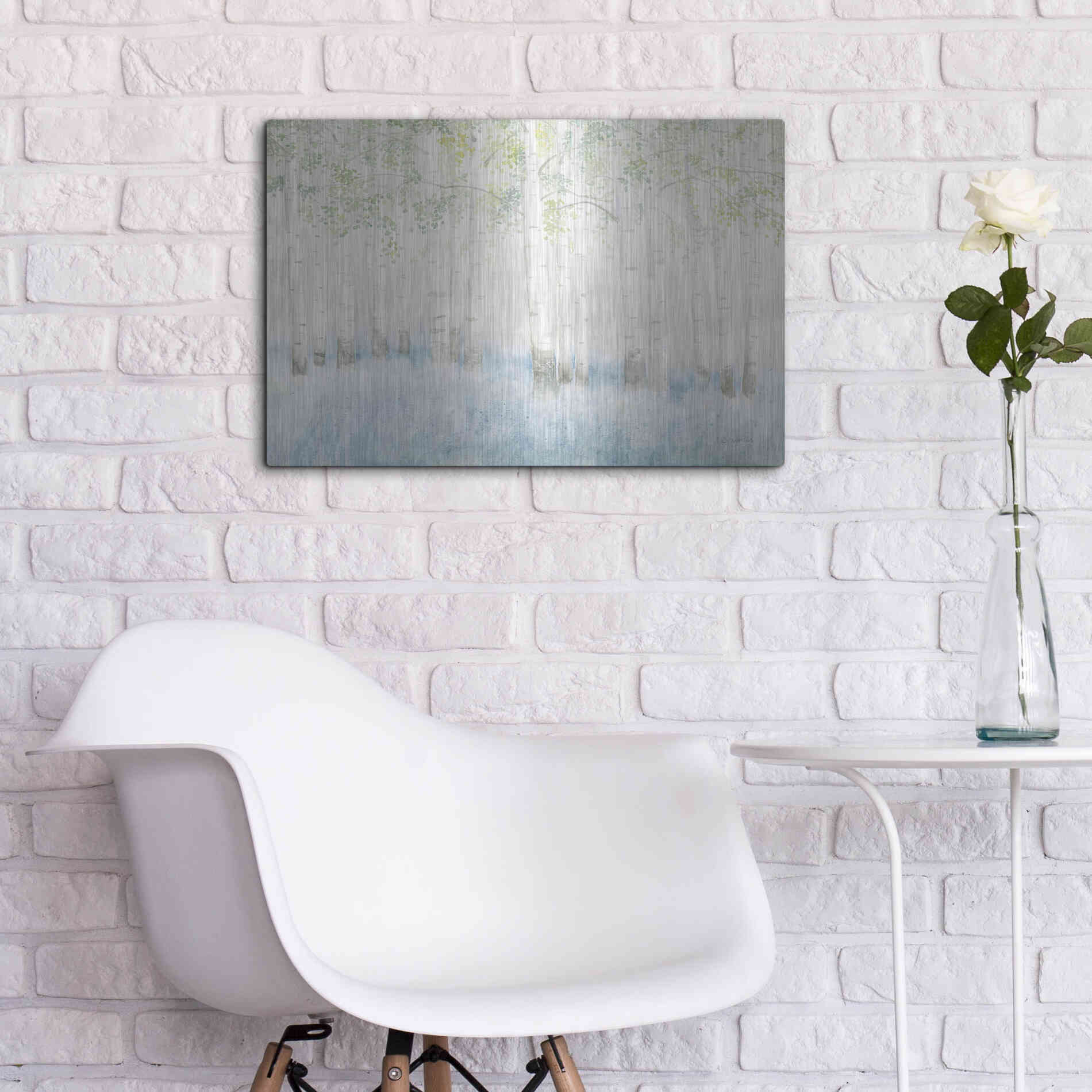 Luxe Metal Art 'Soft Birches' by James Wiens, Metal Wall Art,24x16