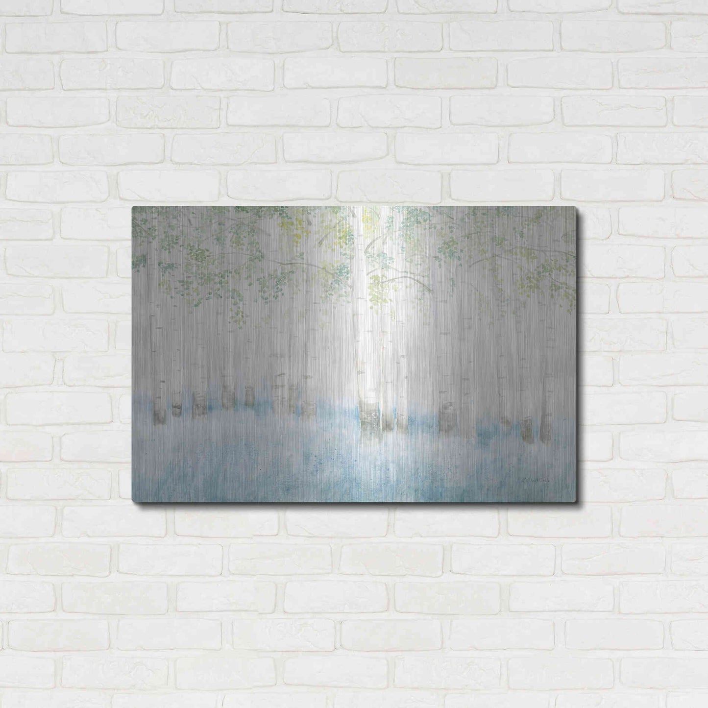 Luxe Metal Art 'Soft Birches' by James Wiens, Metal Wall Art,36x24