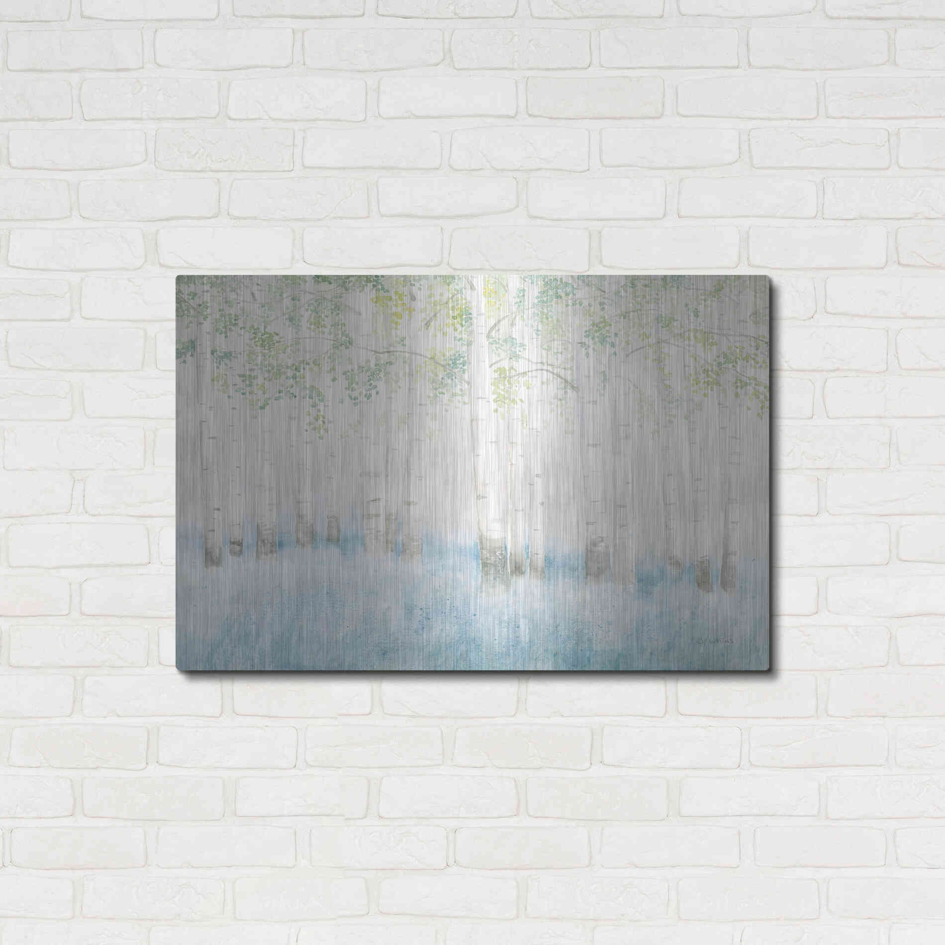 Luxe Metal Art 'Soft Birches' by James Wiens, Metal Wall Art,36x24
