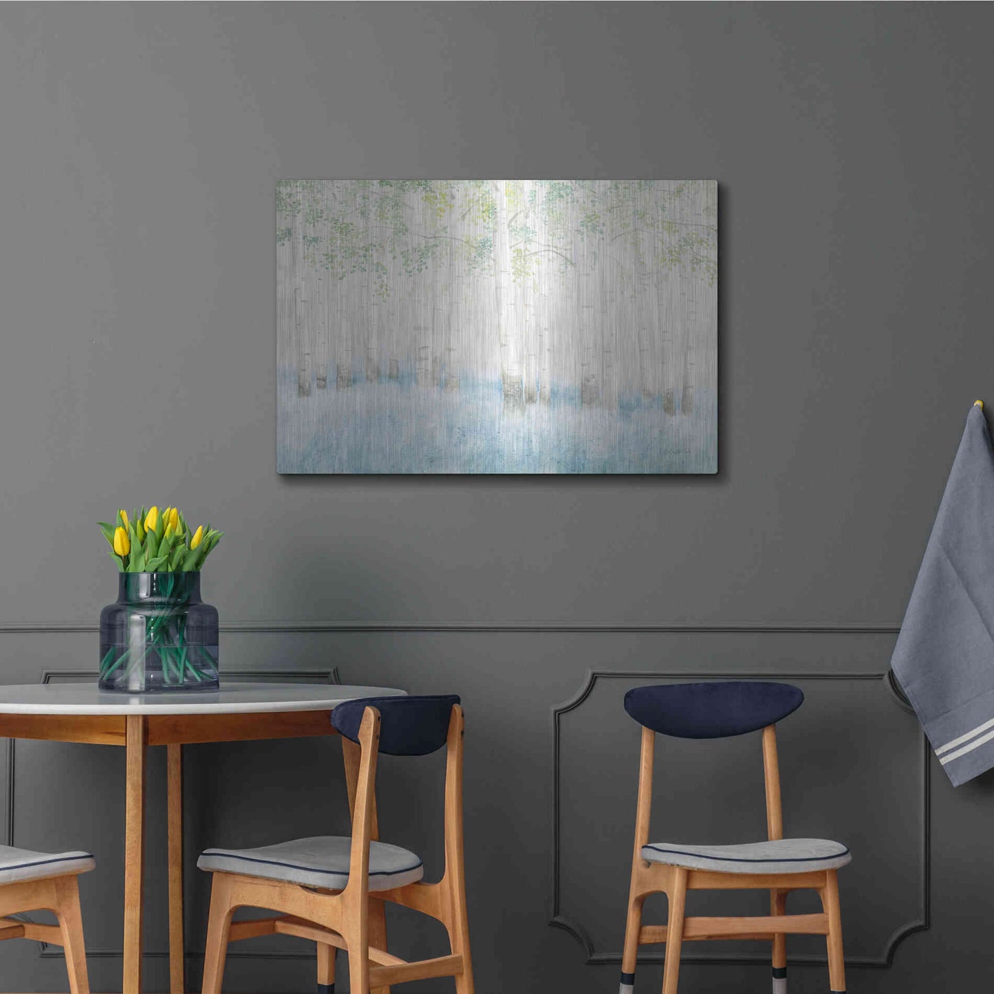 Luxe Metal Art 'Soft Birches' by James Wiens, Metal Wall Art,36x24