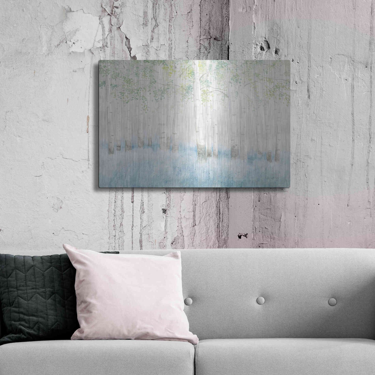 Luxe Metal Art 'Soft Birches' by James Wiens, Metal Wall Art,36x24