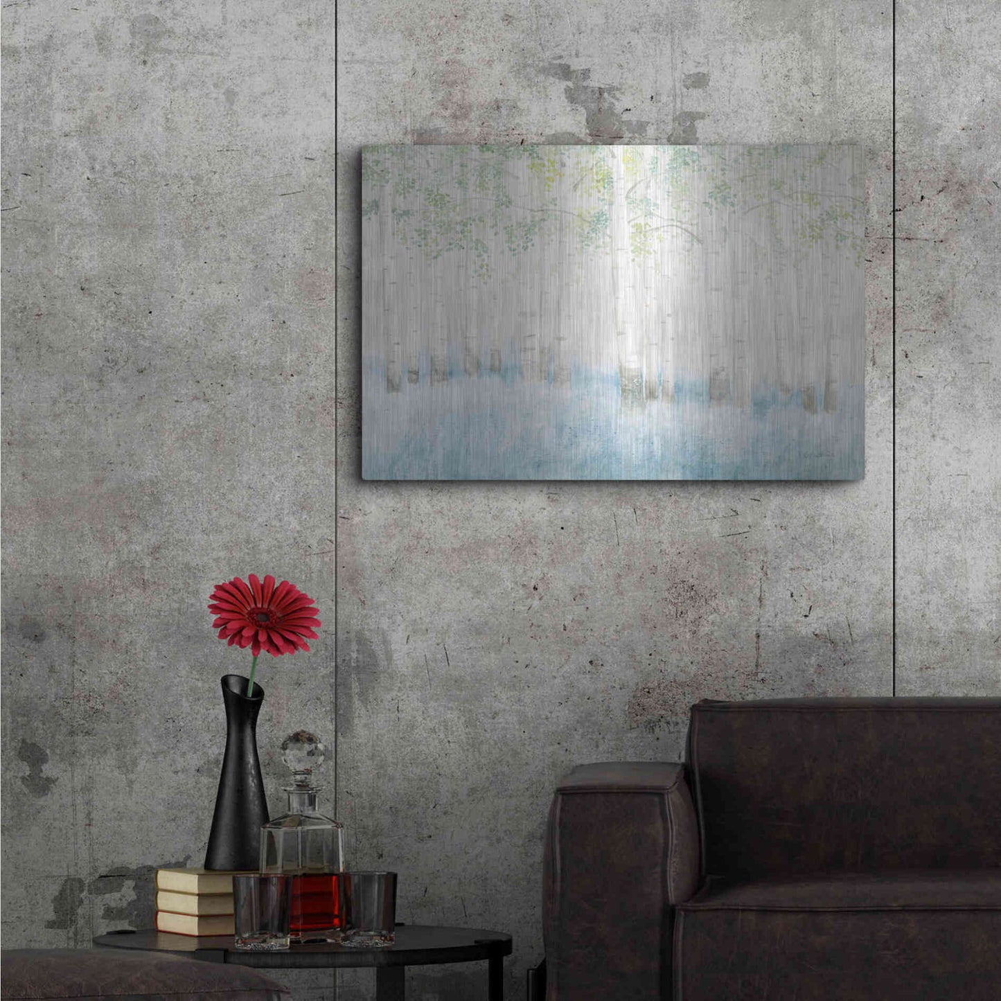 Luxe Metal Art 'Soft Birches' by James Wiens, Metal Wall Art,36x24