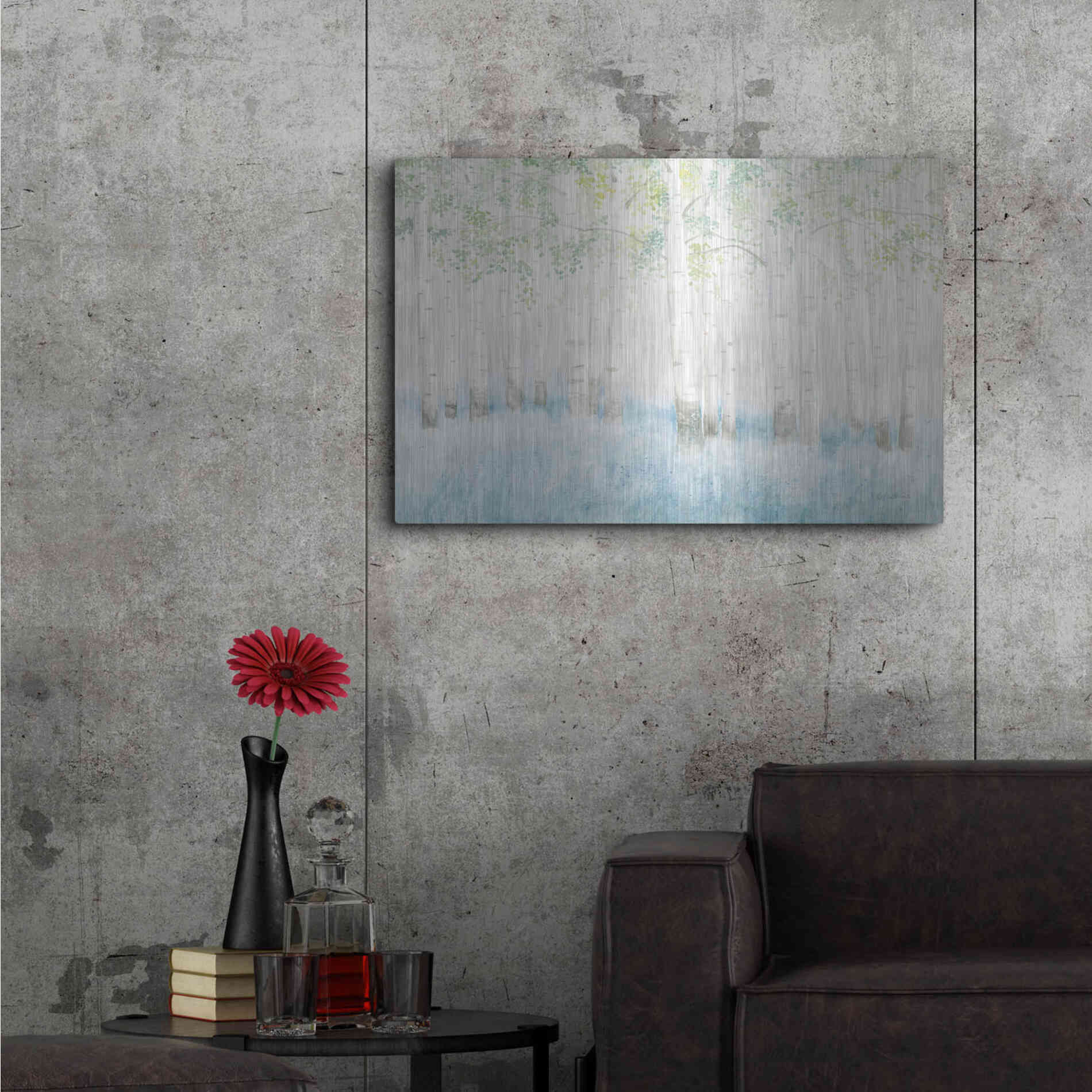 Luxe Metal Art 'Soft Birches' by James Wiens, Metal Wall Art,36x24