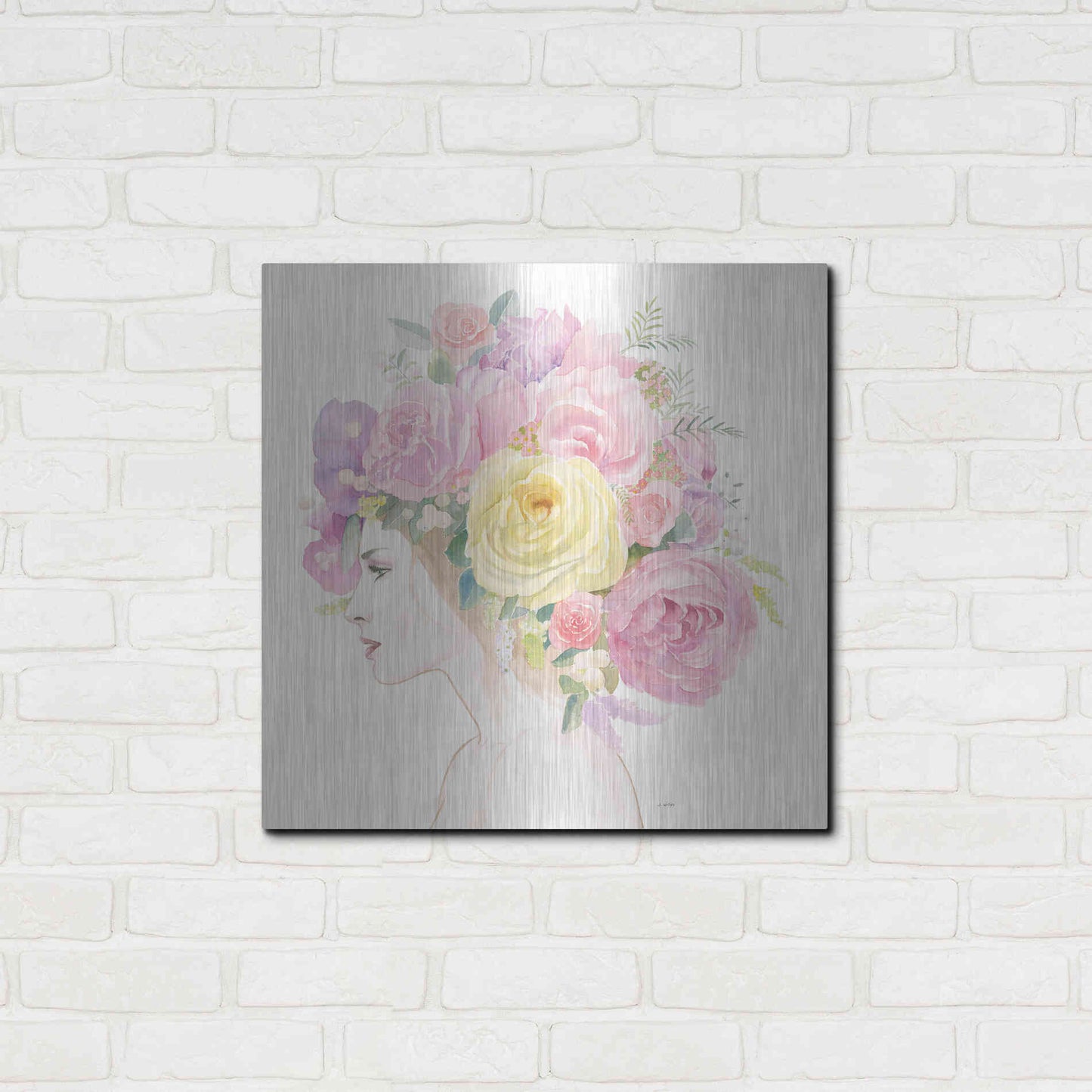 Luxe Metal Art 'Flowers in her Hair' by James Wiens, Metal Wall Art,24x24