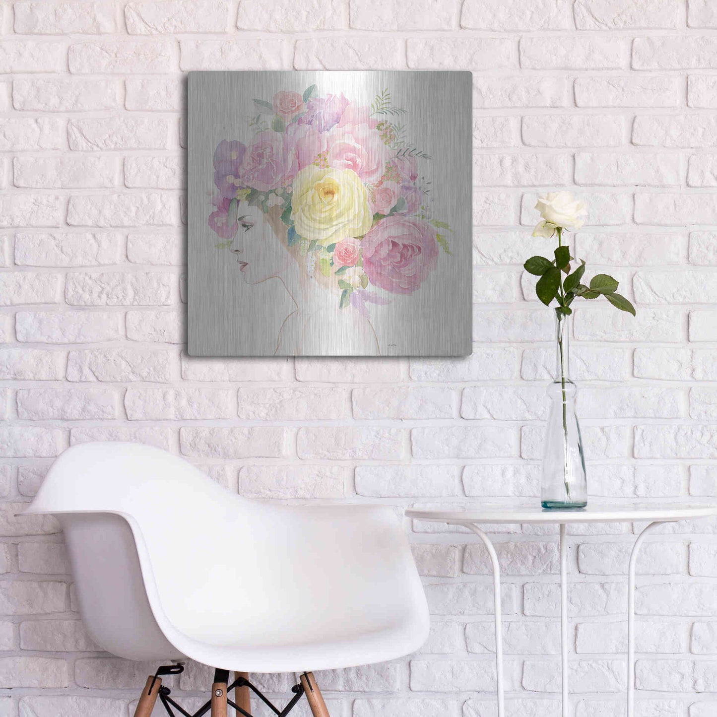 Luxe Metal Art 'Flowers in her Hair' by James Wiens, Metal Wall Art,24x24