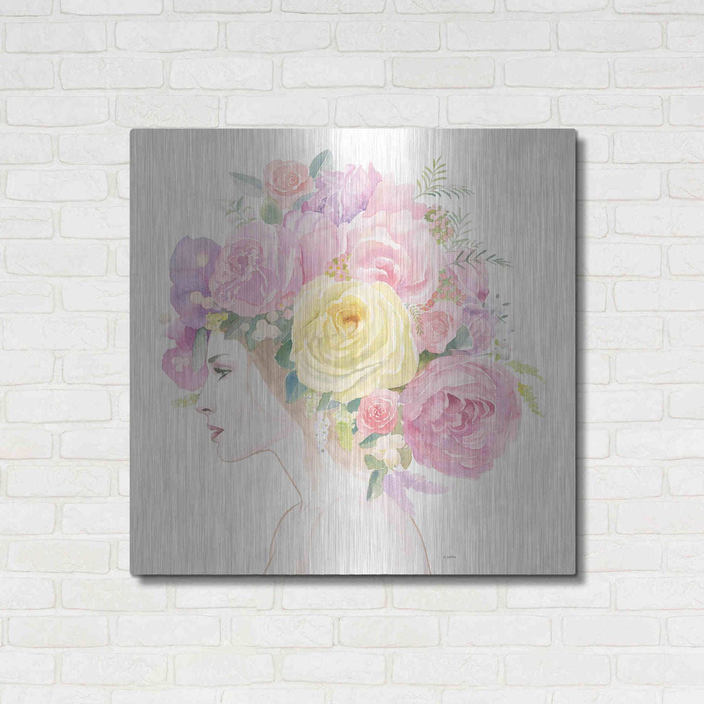 Luxe Metal Art 'Flowers in her Hair' by James Wiens, Metal Wall Art,36x36