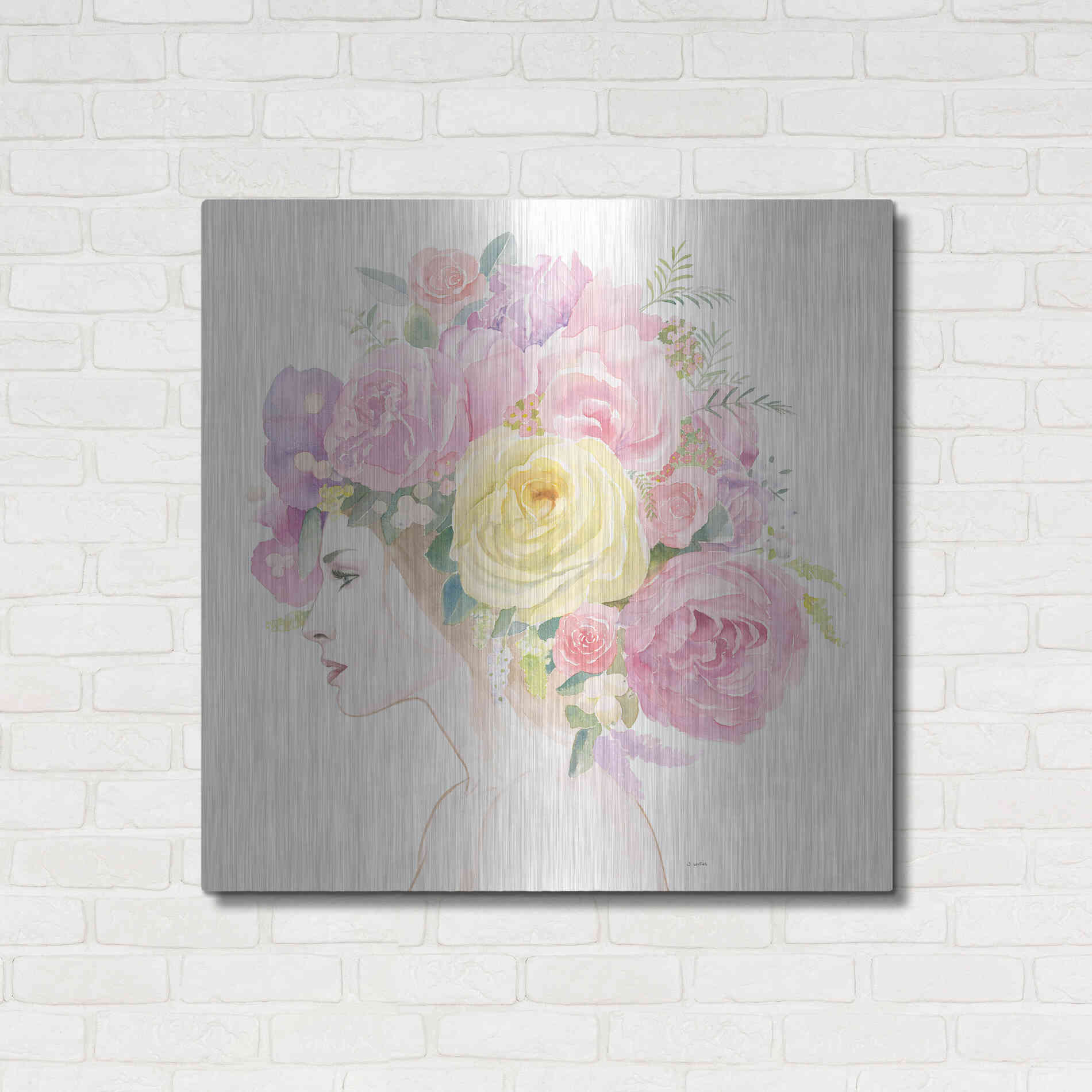 Luxe Metal Art 'Flowers in her Hair' by James Wiens, Metal Wall Art,36x36