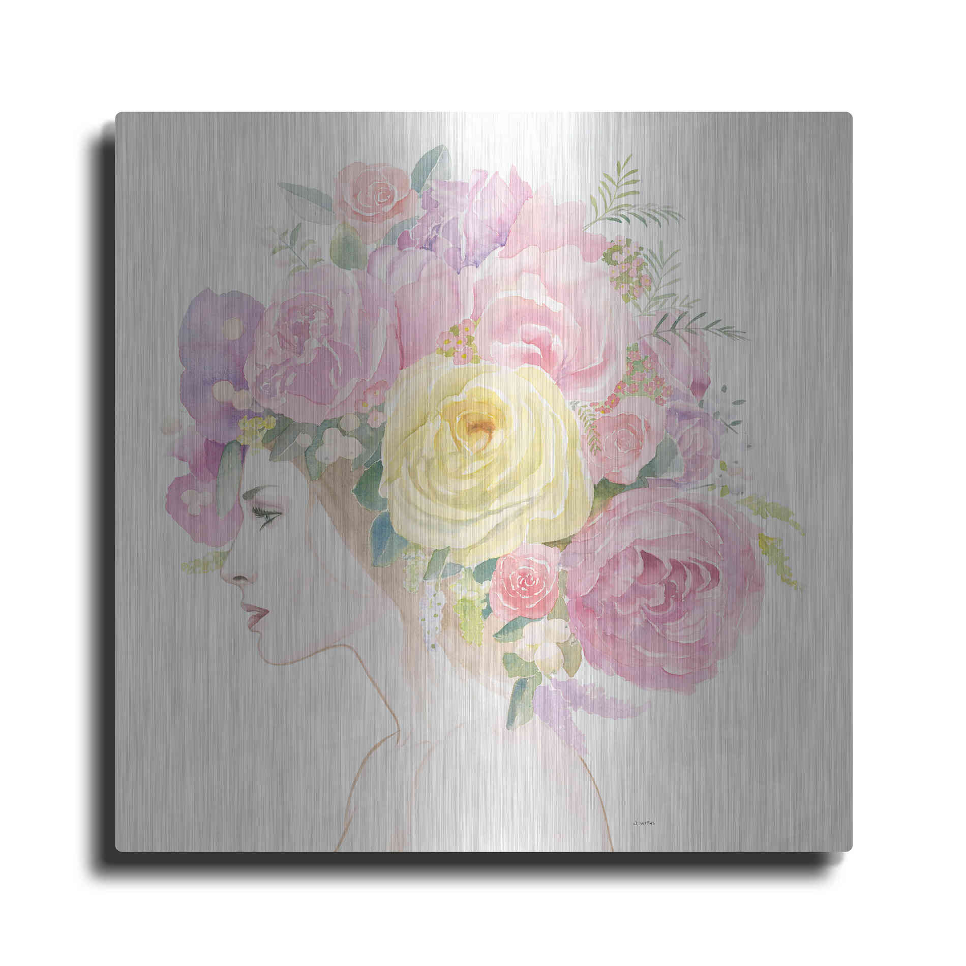 Luxe Metal Art 'Flowers in her Hair' by James Wiens, Metal Wall Art