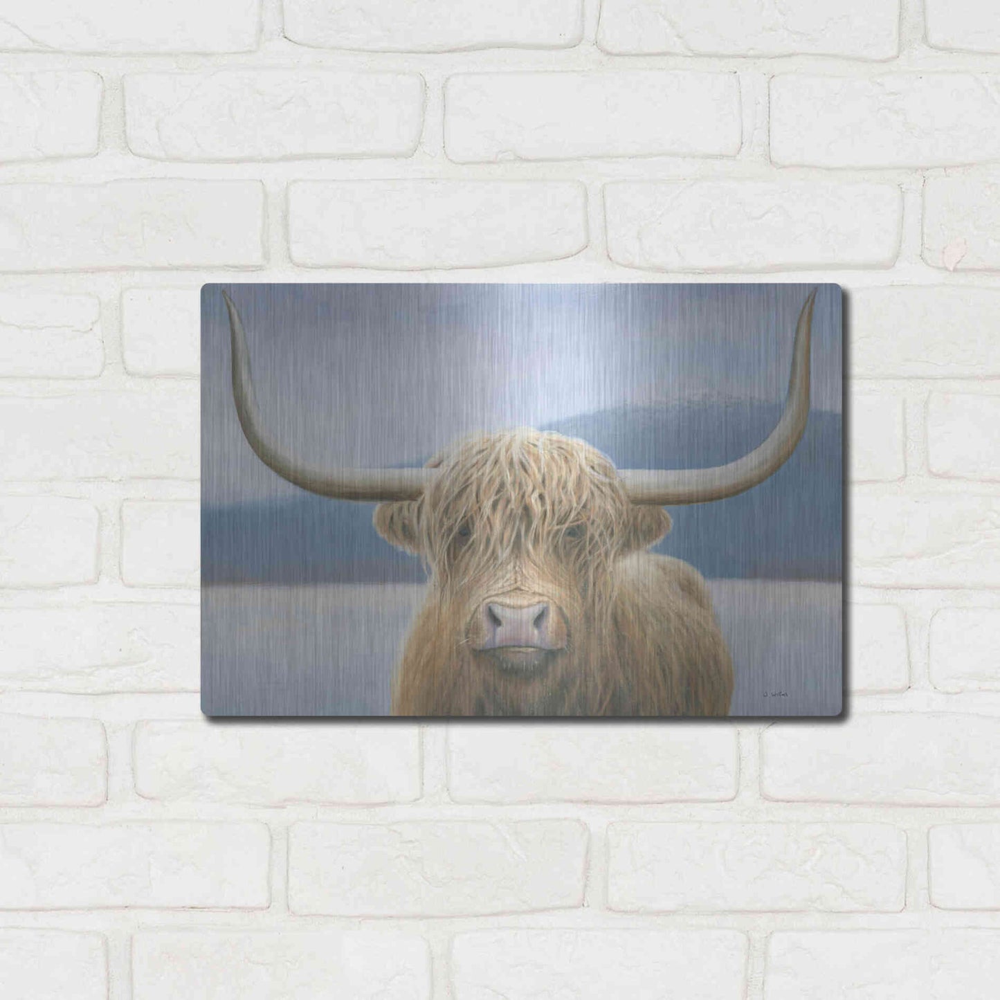 Luxe Metal Art 'Highland Cow' by James Wiens, Metal Wall Art,16x12