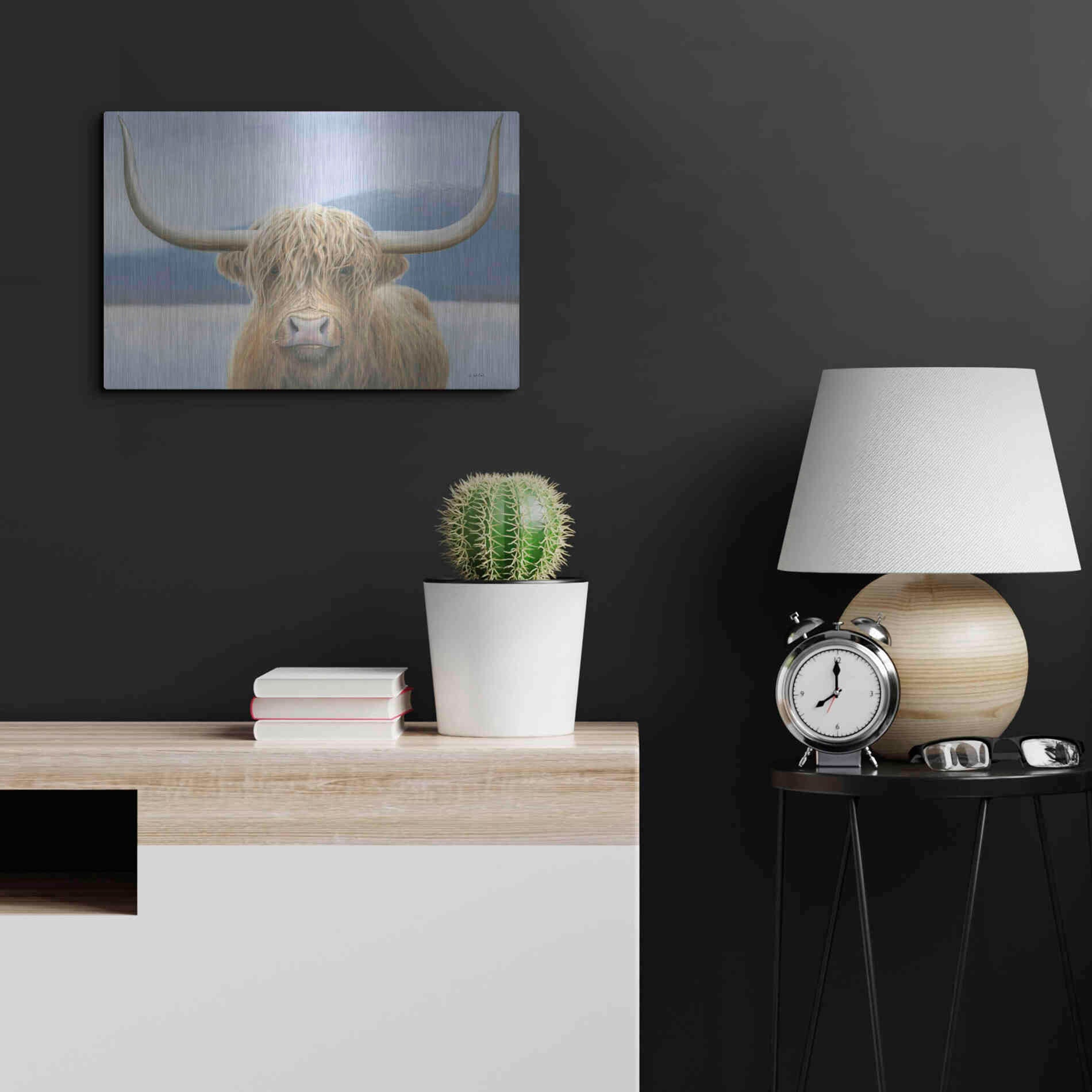 Luxe Metal Art 'Highland Cow' by James Wiens, Metal Wall Art,24x16