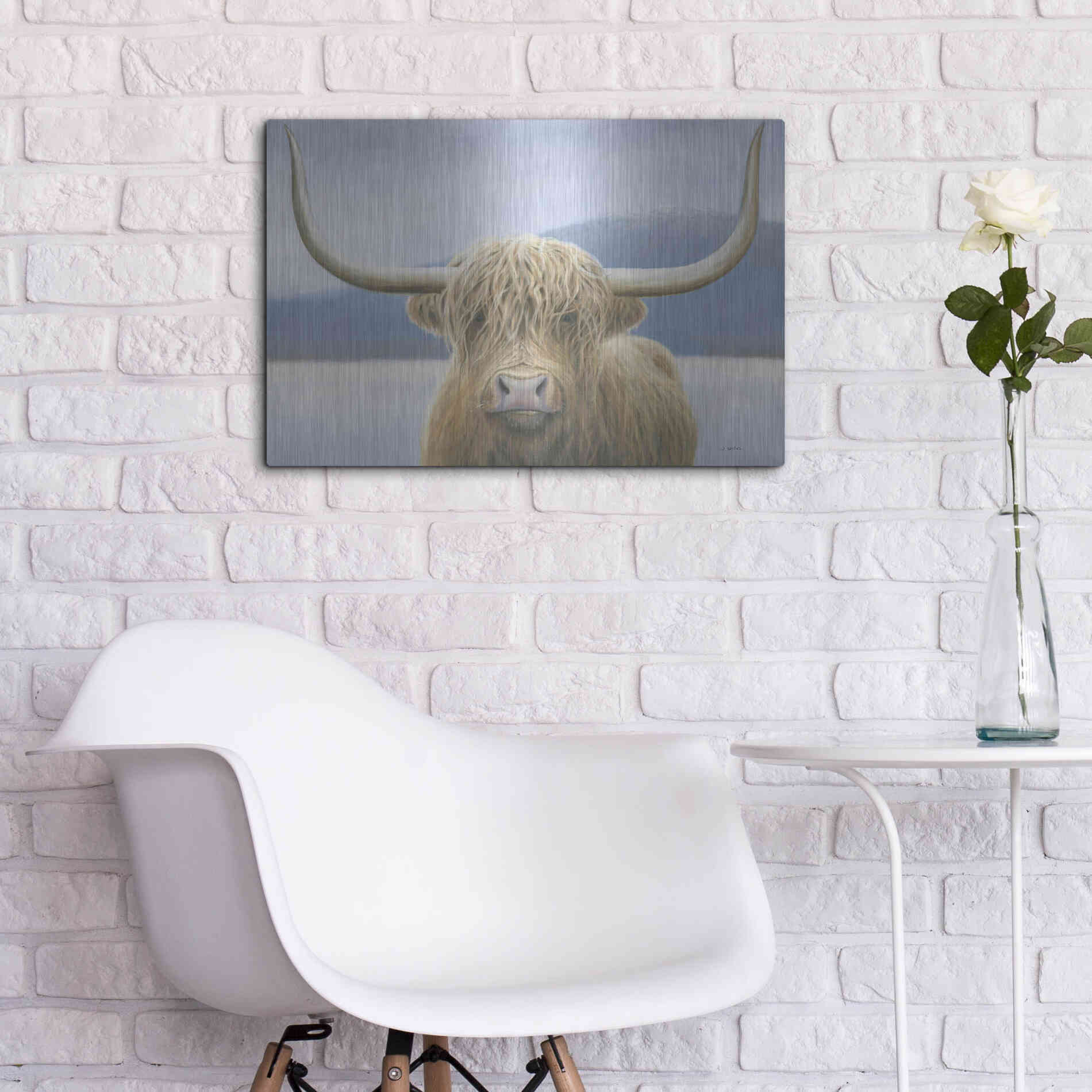 Luxe Metal Art 'Highland Cow' by James Wiens, Metal Wall Art,24x16