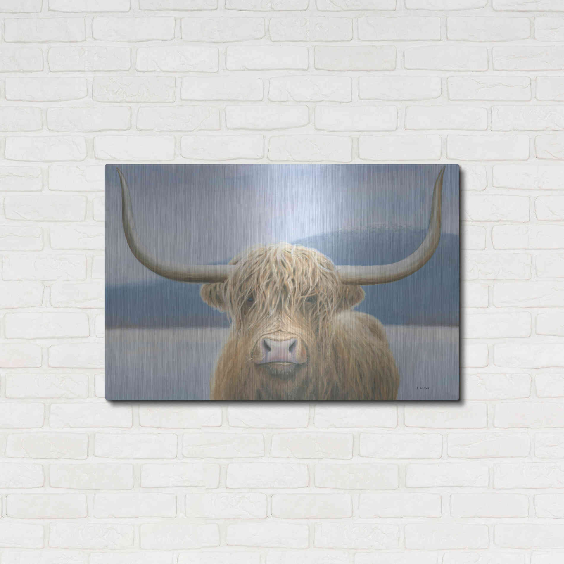 Luxe Metal Art 'Highland Cow' by James Wiens, Metal Wall Art,36x24