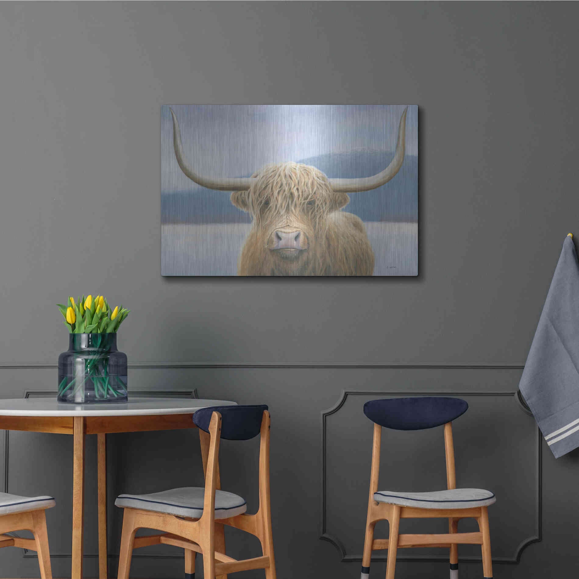 Luxe Metal Art 'Highland Cow' by James Wiens, Metal Wall Art,36x24
