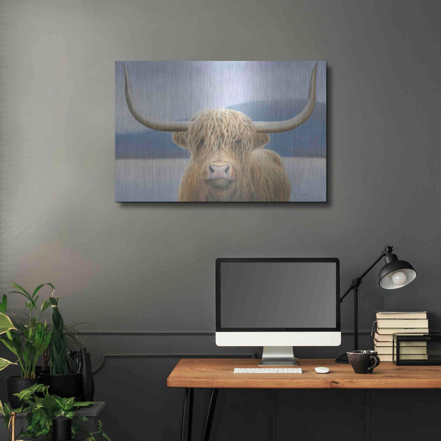 Luxe Metal Art 'Highland Cow' by James Wiens, Metal Wall Art,36x24