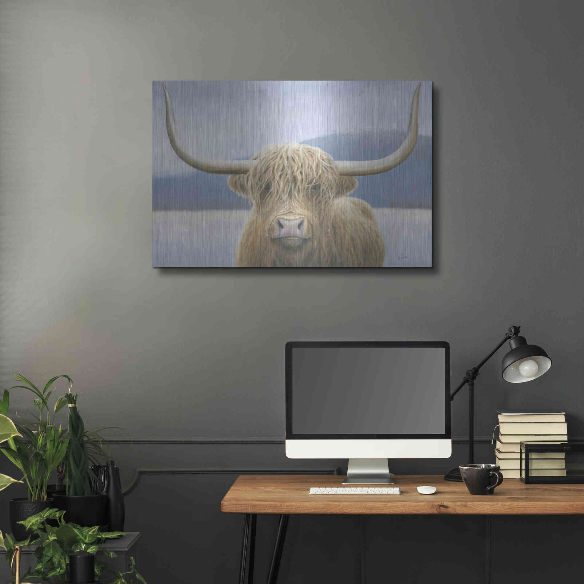 Luxe Metal Art 'Highland Cow' by James Wiens, Metal Wall Art,36x24